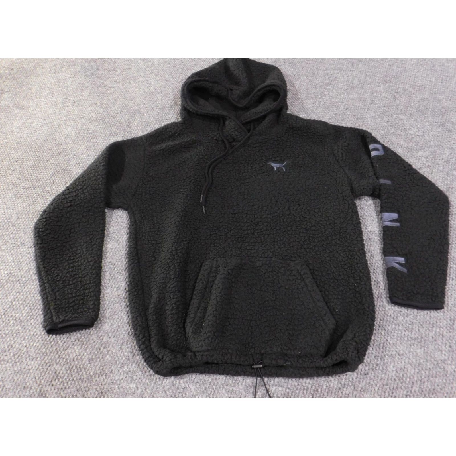 Pinko PINK Victoria's Secret Hoodie Womens Medium Black Sherpa Fleece Pullover Teddy Size M / US 6-8 / IT 42-44 - 2 Thumbnail