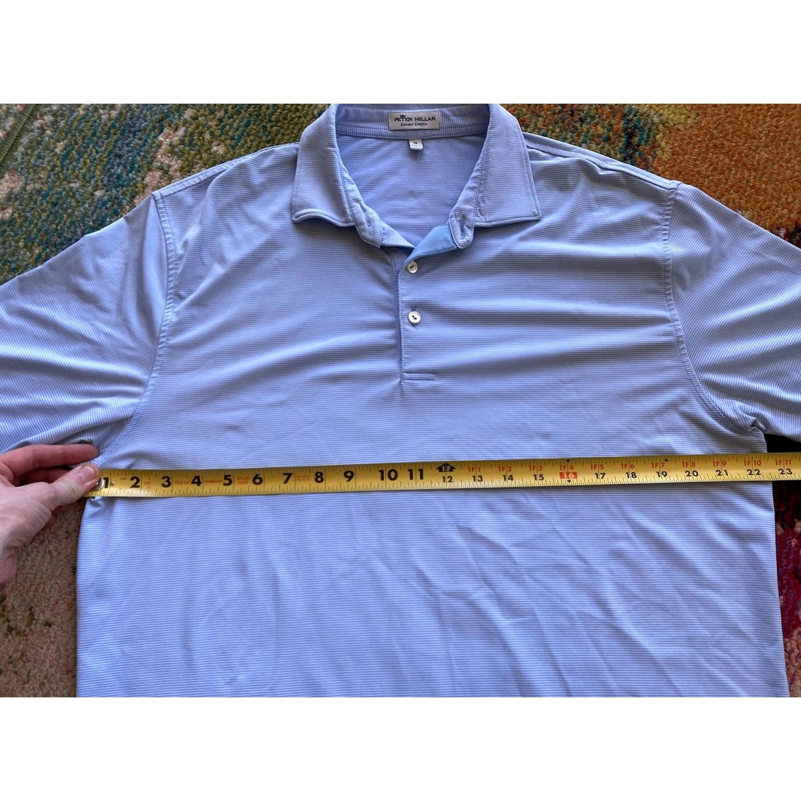 Peter Millar Peter Millar Summer Comfort Polo Shirt Mens Medium Blue Striped Logo Embroidered Golf Activewear Casual Travel Short Sleeve Polo Club Mens Size US M / EU 48-50 / 2 - 7 Thumbnail