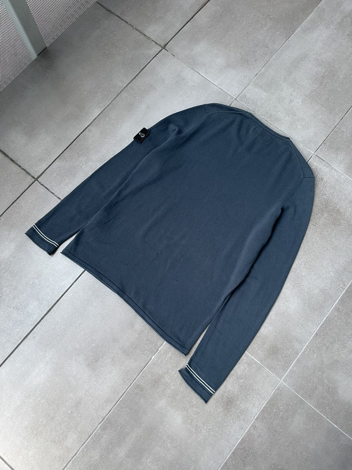 Stone Island Stone Island Navy Grey Striped White Sleeve Thin Sweater Size US M / EU 48-50 / 2 - 12 Thumbnail