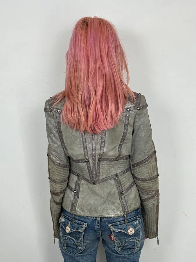 Just Cavalli FW2010 Cavalli Faded Grey Studded Leather Jacket Size M / US 6-8 / IT 42-44 - 3 Thumbnail