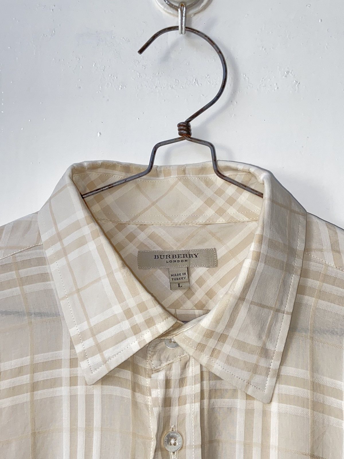 Burberry BURBERRY Cream Striped Shirt Size US L / EU 52-54 / 3 - 5 Thumbnail