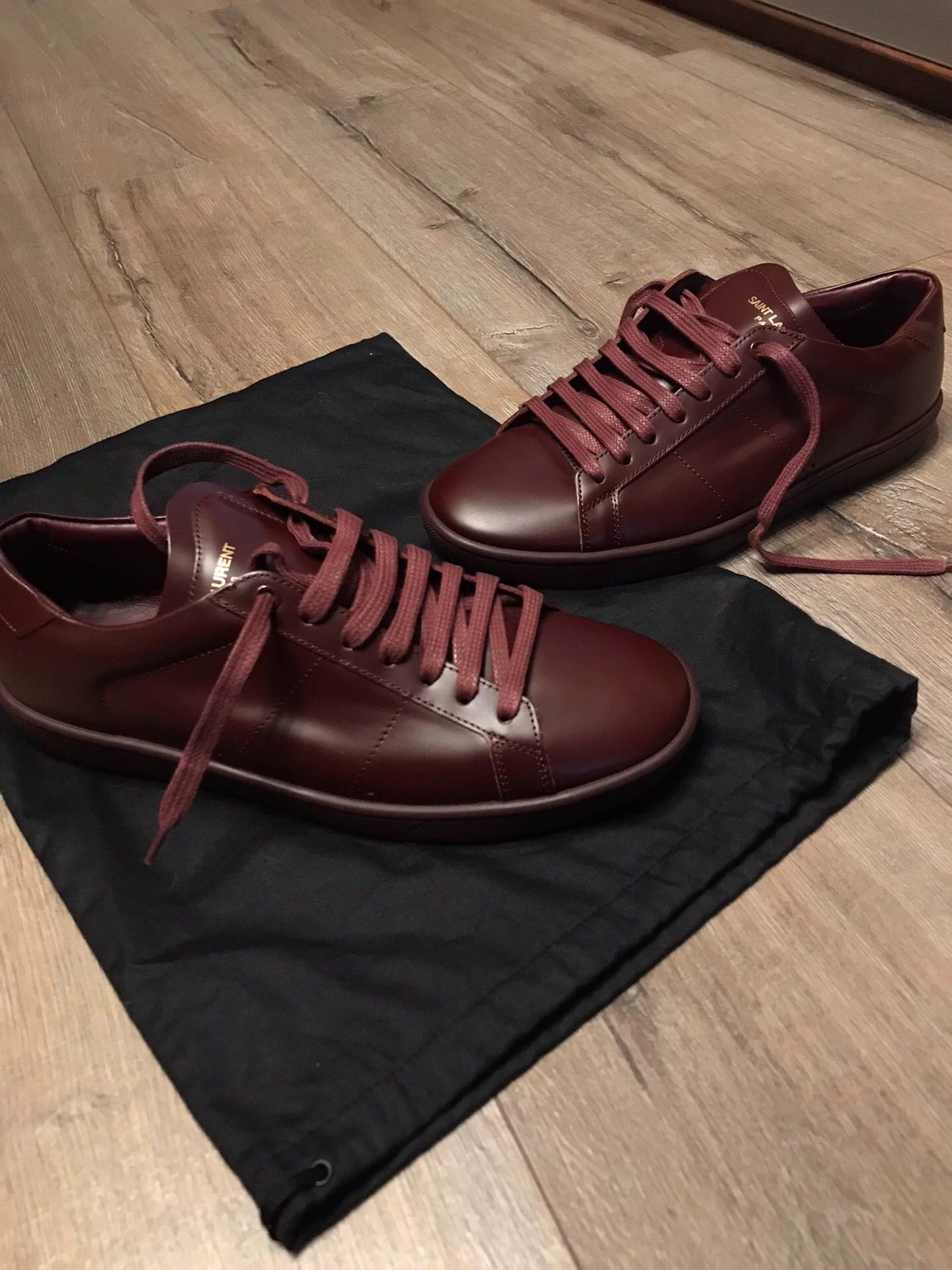Saint Laurent Paris SLP 40 burgundy leather sneakers new with bag no box Size US 7 / EU 40 - 6 Thumbnail