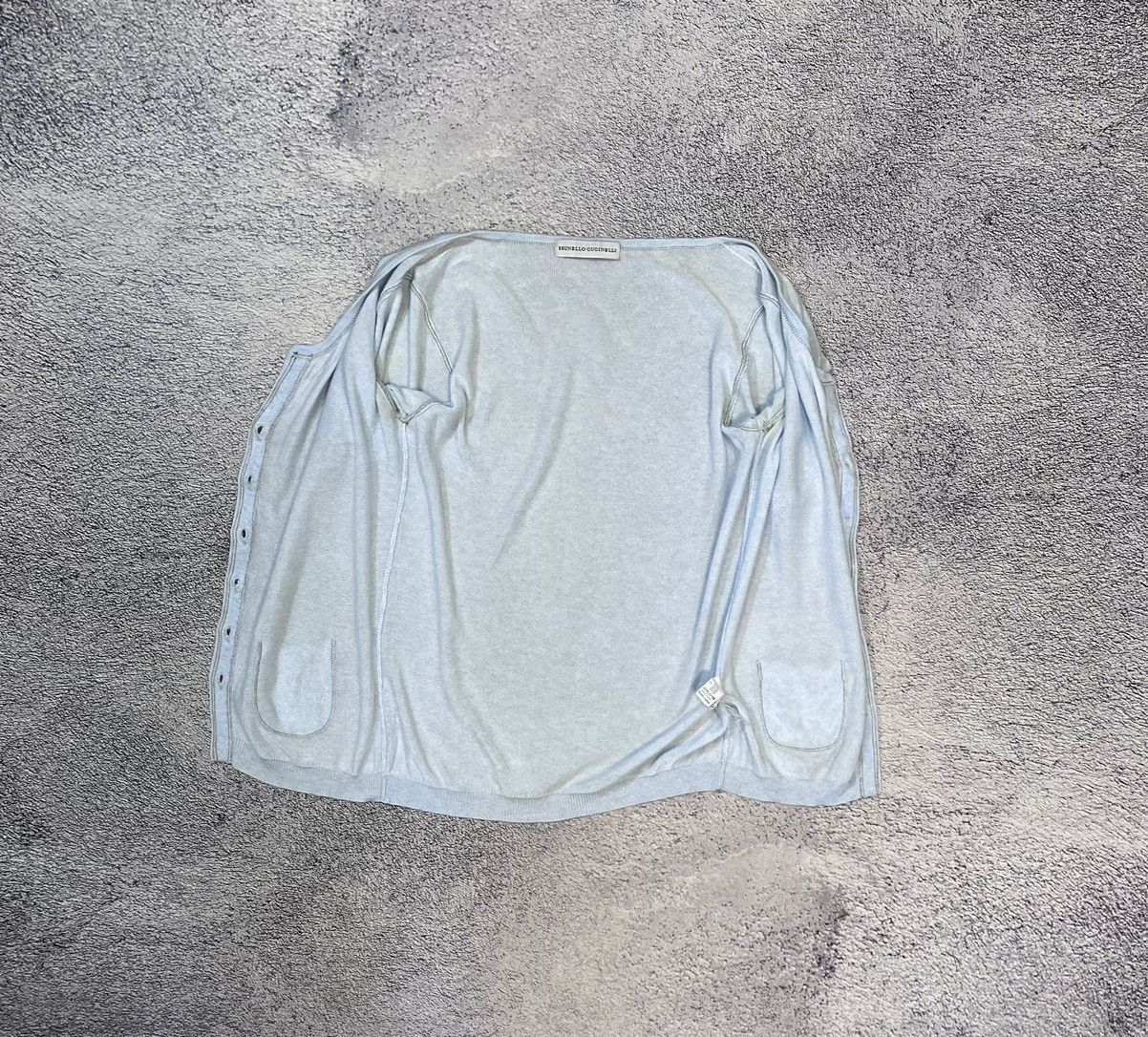 Brunello Cucinelli Brunello Cucinelli Light Blue Knit Top Button Up Italy M/S Size M / US 6-8 / IT 42-44 - 13 Thumbnail
