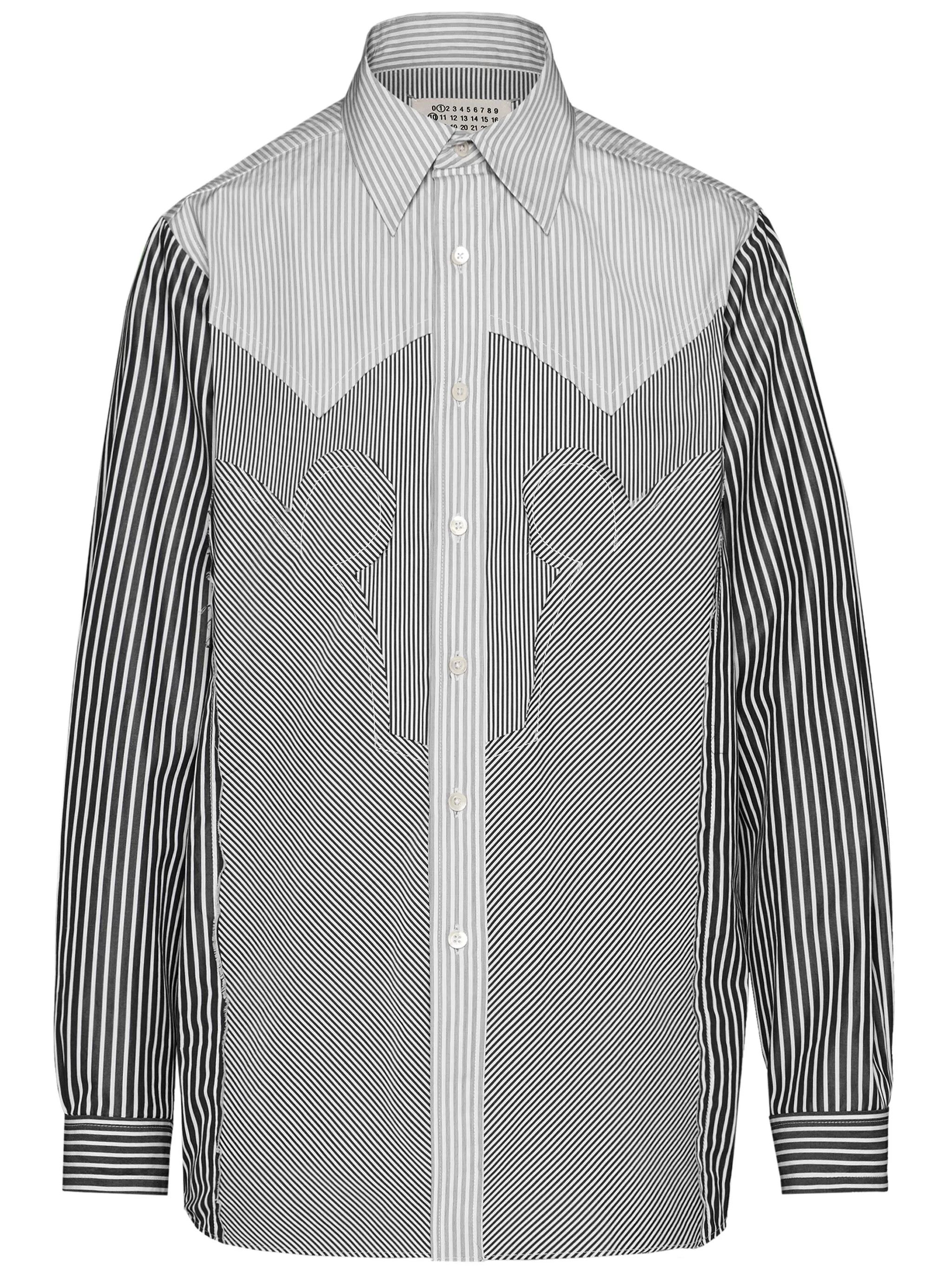 Maison Margiela oc11z0925 Yoke Striped Shirt in White/Black Size US M / EU 48-50 / 2 - 1 Thumbnail