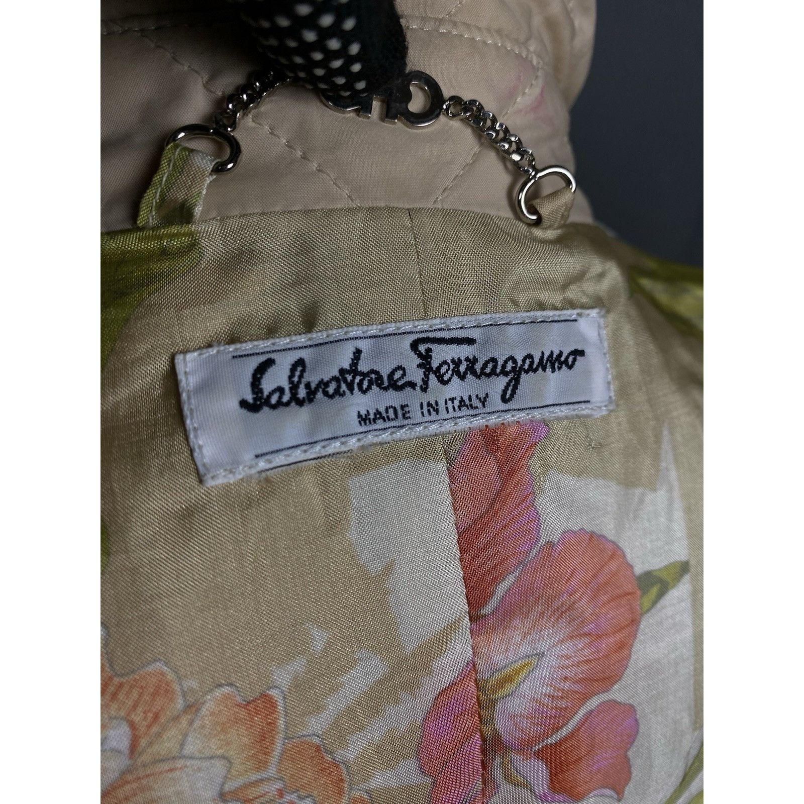 Salvatore Ferragamo Salvatore Ferragamo Floral Lining Women's Beige Pink Quilted Size M / US 6-8 / IT 42-44 - 16 Thumbnail