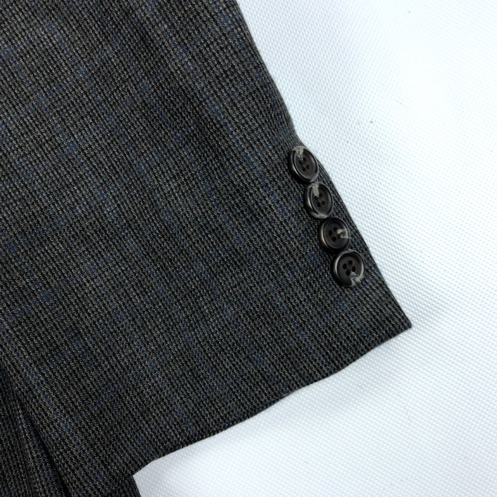 Ralph Lauren Lauren Ralph Lauren Mens Sport Coat Jacket 44 R Gray Blue Plaid Wool Windowpane Blazer Two-Button, Single-Breasted, Regular, Big & Tall, Men Size 44R - 4 Thumbnail