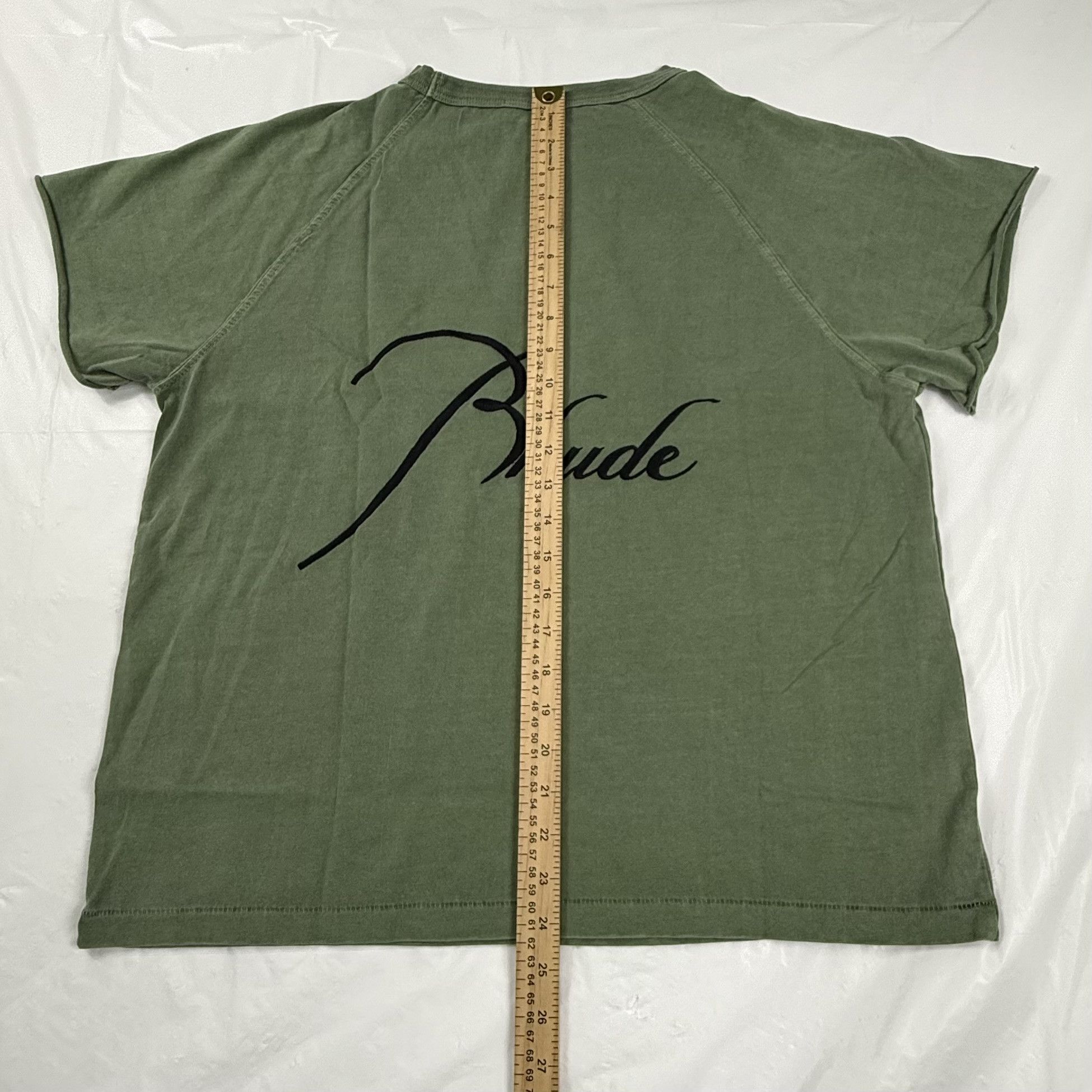 Rhude Rhude Raglan Logo Tee Olive Green Mens XS Script Logo Size US XS / EU 42 / 0 - 3 Thumbnail