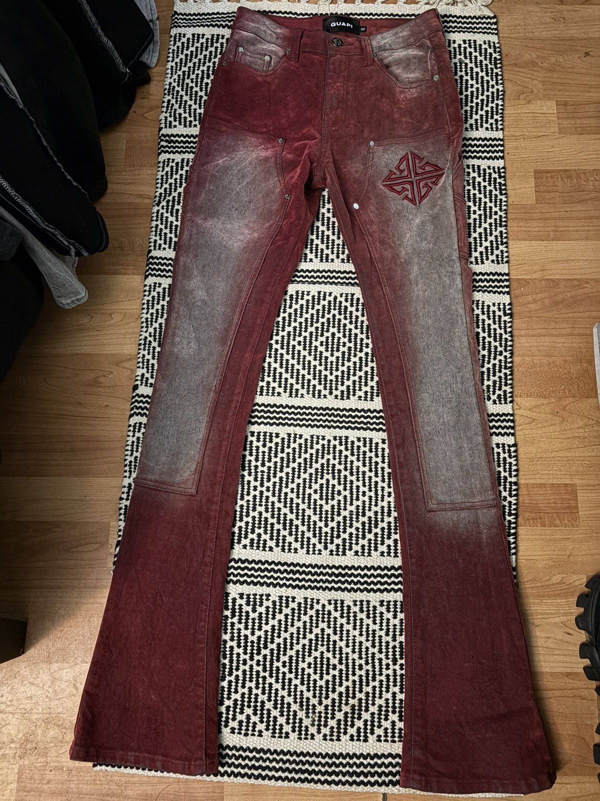 GUAPI Velvet Red Carpenter Stacked Denim | Grailed