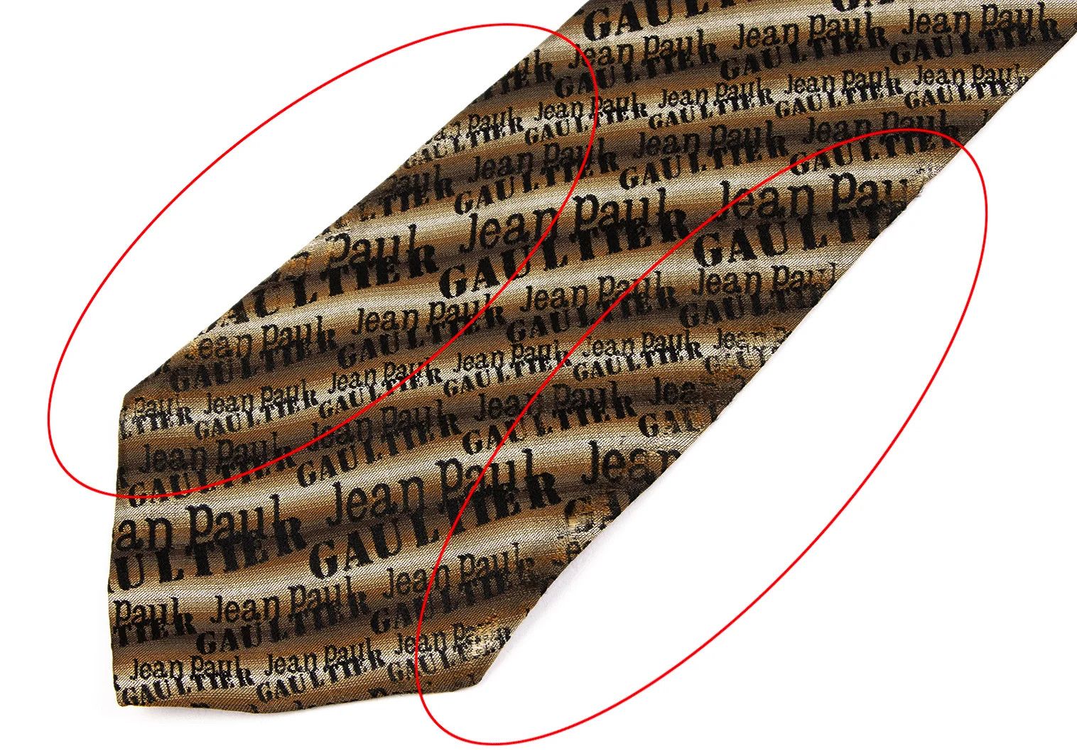 Jean Paul Gaultier Jacquard Logo Tie in Brown and Gray Size ONE SIZE - 3 Thumbnail