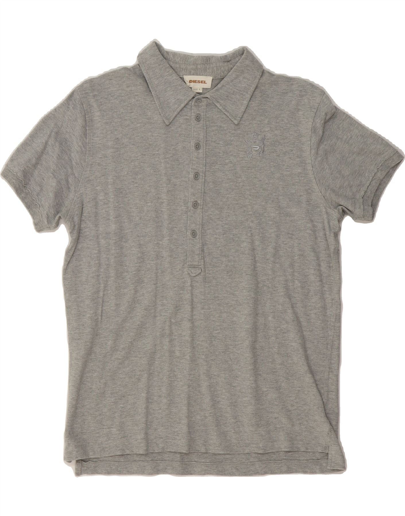 Diesel Womens Polo Shirt UK 16 Large Grey Cotton Size L / US 10 / IT 46 - 1 Thumbnail