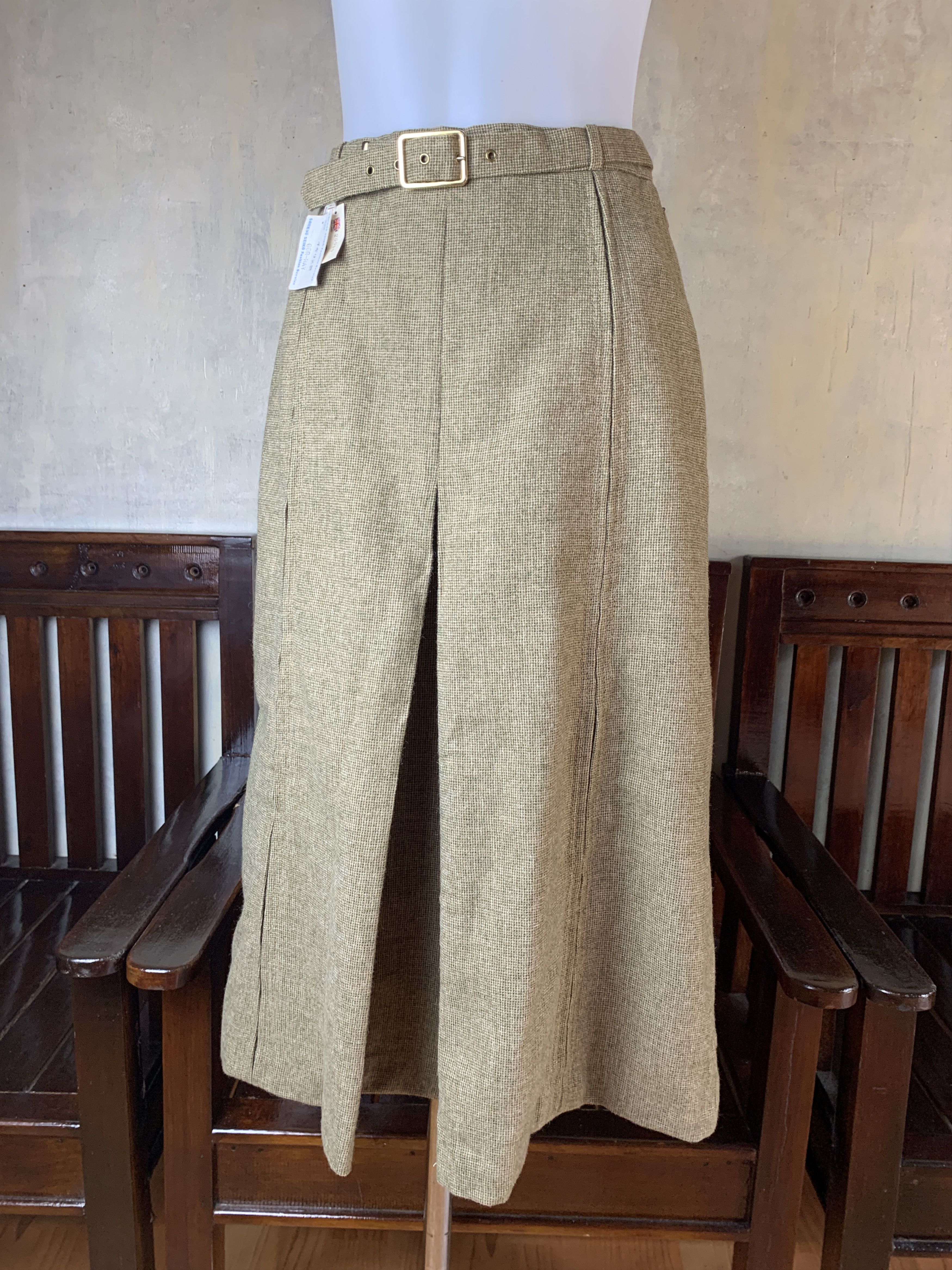 Japanese Brand 1990s Gor-Ray Tan Pure Wool High Waist Skirt (24) Size 24" / US 00 / IT 34 - 2 Thumbnail