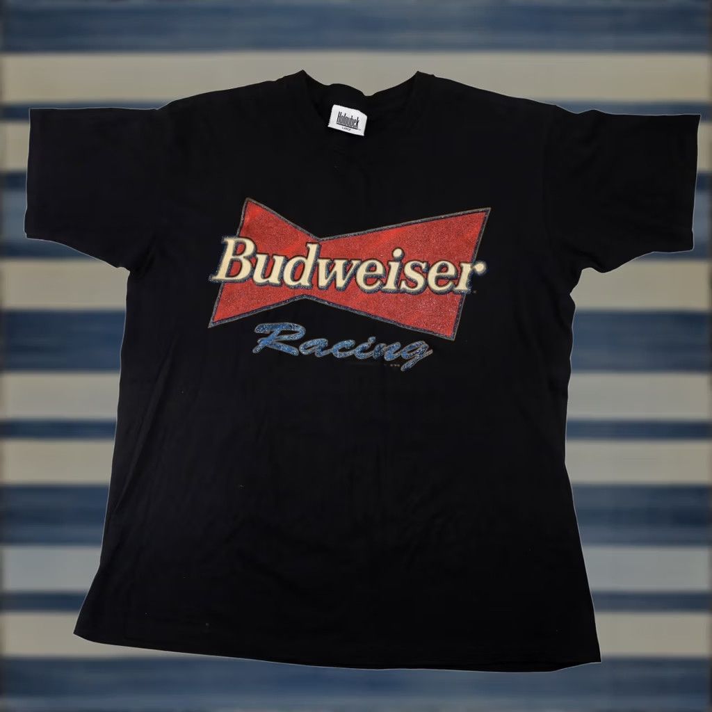 Budweiser VINTAGE Budweiser Racing Mens Large Graphic T Shirt Black Size US L / EU 52-54 / 3 - 1 Thumbnail