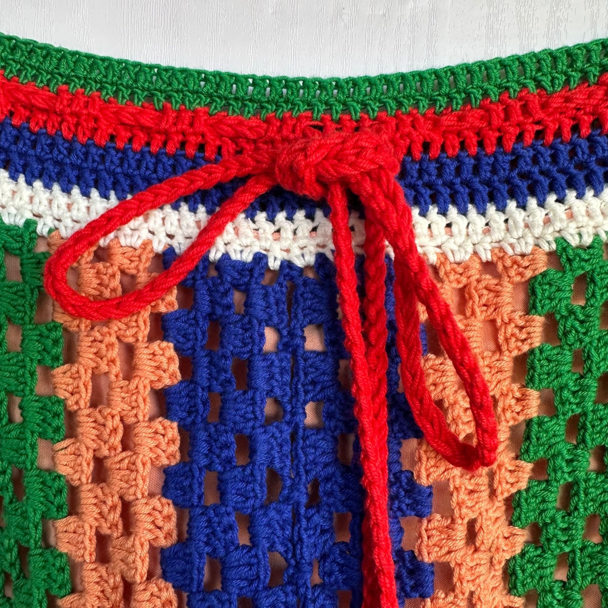 Farm Rio Farm Rio Multicolor Crochet Maxi Skirt Medium Vertical Strip Size 29" - 5 Thumbnail