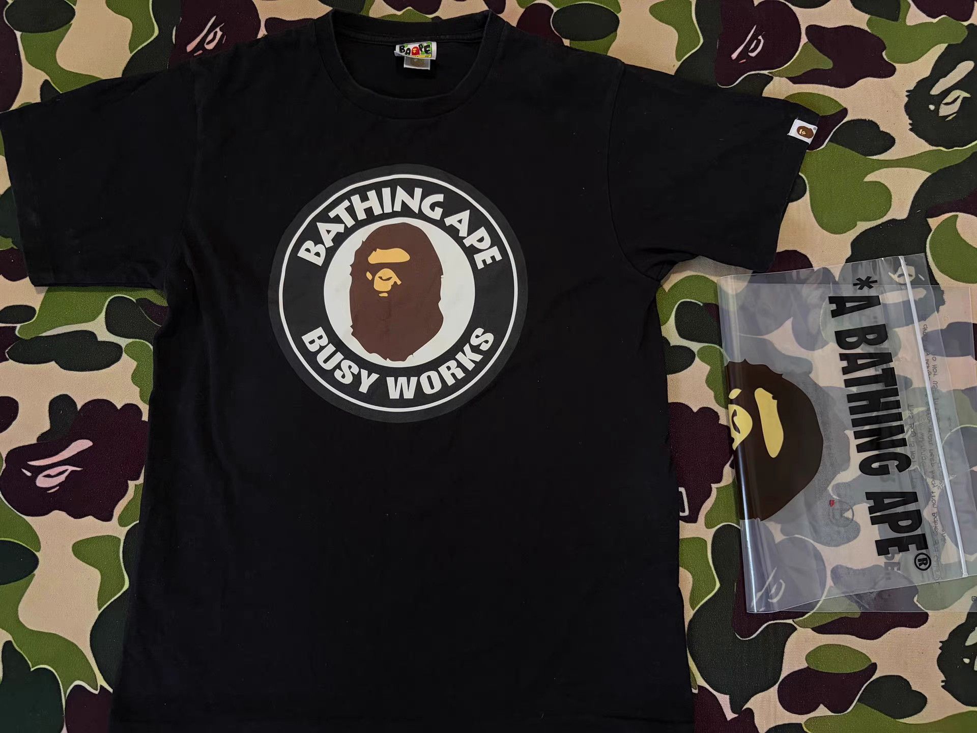 Bape BAPE BUSY WORKS Black Short Sleeve Tee Size US M / EU 48-50 / 2 - 1 Thumbnail