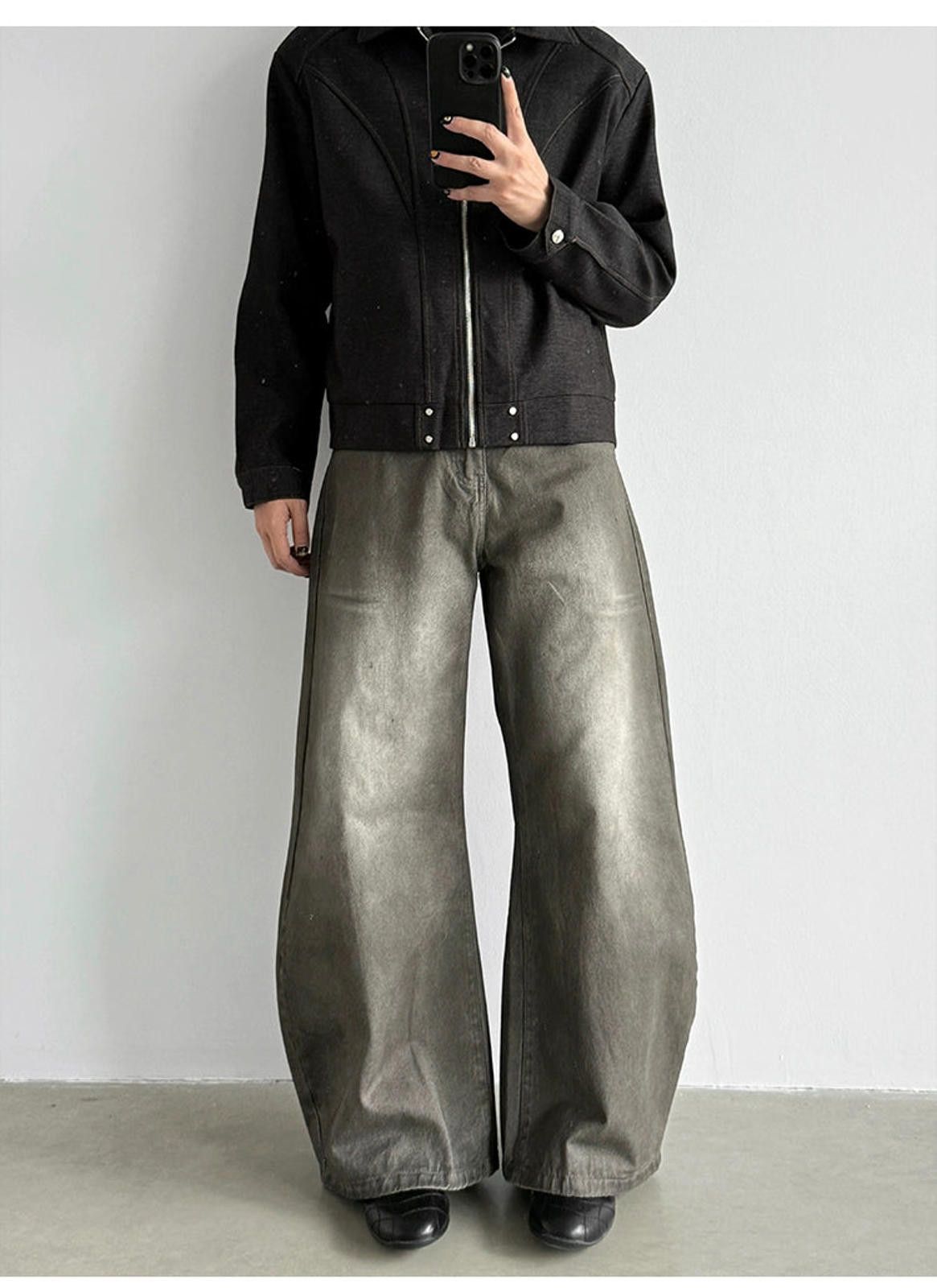 Jean Black Wide Leg Denim Jeans, Baggy Fit Jeans Size US 30 / EU 46 - 5 Thumbnail