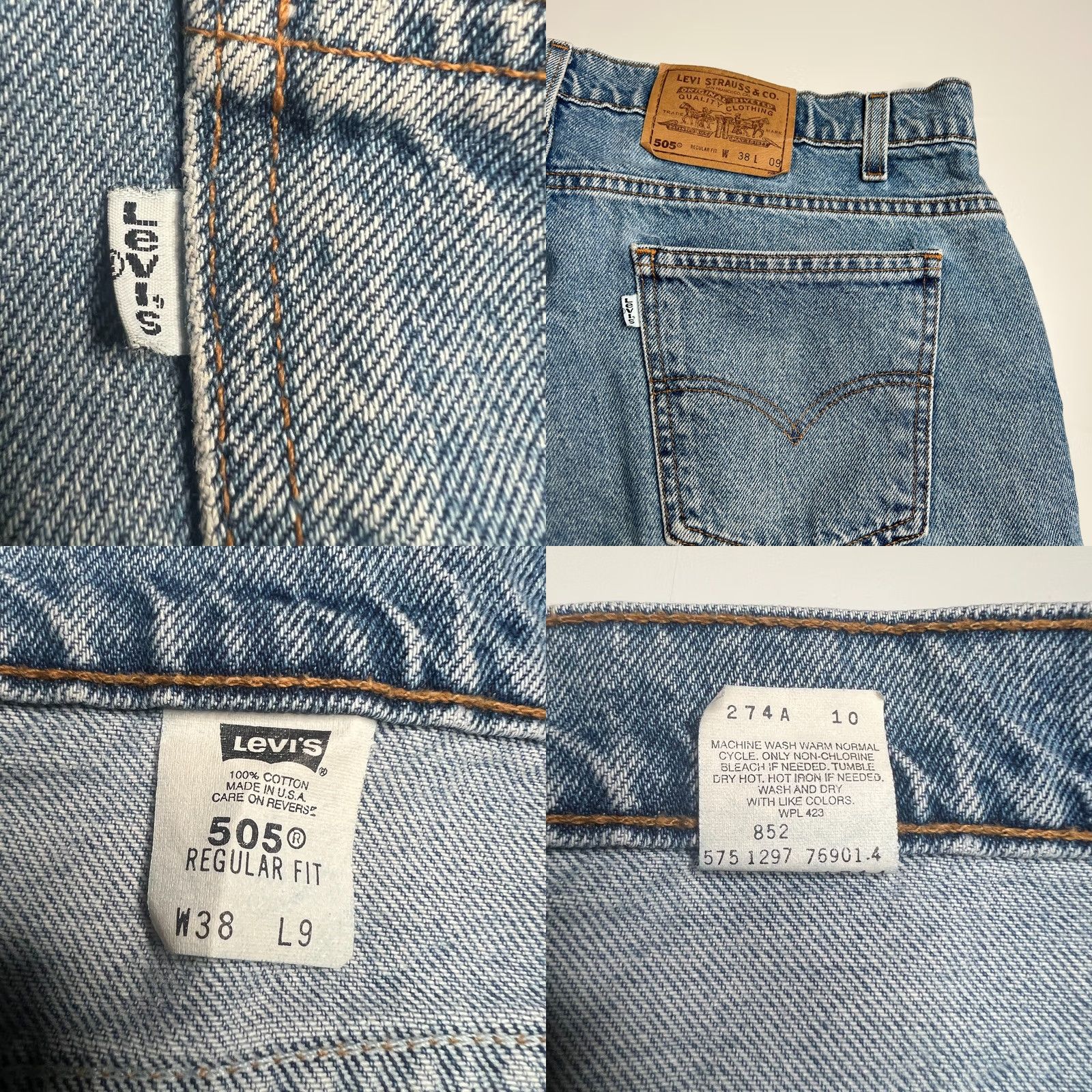 Levi's VINTAGE Levi’s 505 Regular Fit Denim Shorts W38 L9 Light Blue USA Made 90s Mens Shorts Jeans 90s 505 Regular Fit Blue Cotton Leather? Size US 38 / EU 54 - 8 Thumbnail