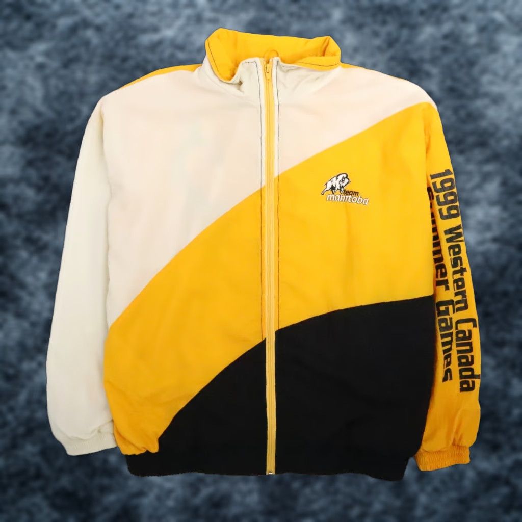 VINTAGE The Tops Windbreaker Jacket Men Large White 90s Summer Games Hockey Casual Fall Winter
