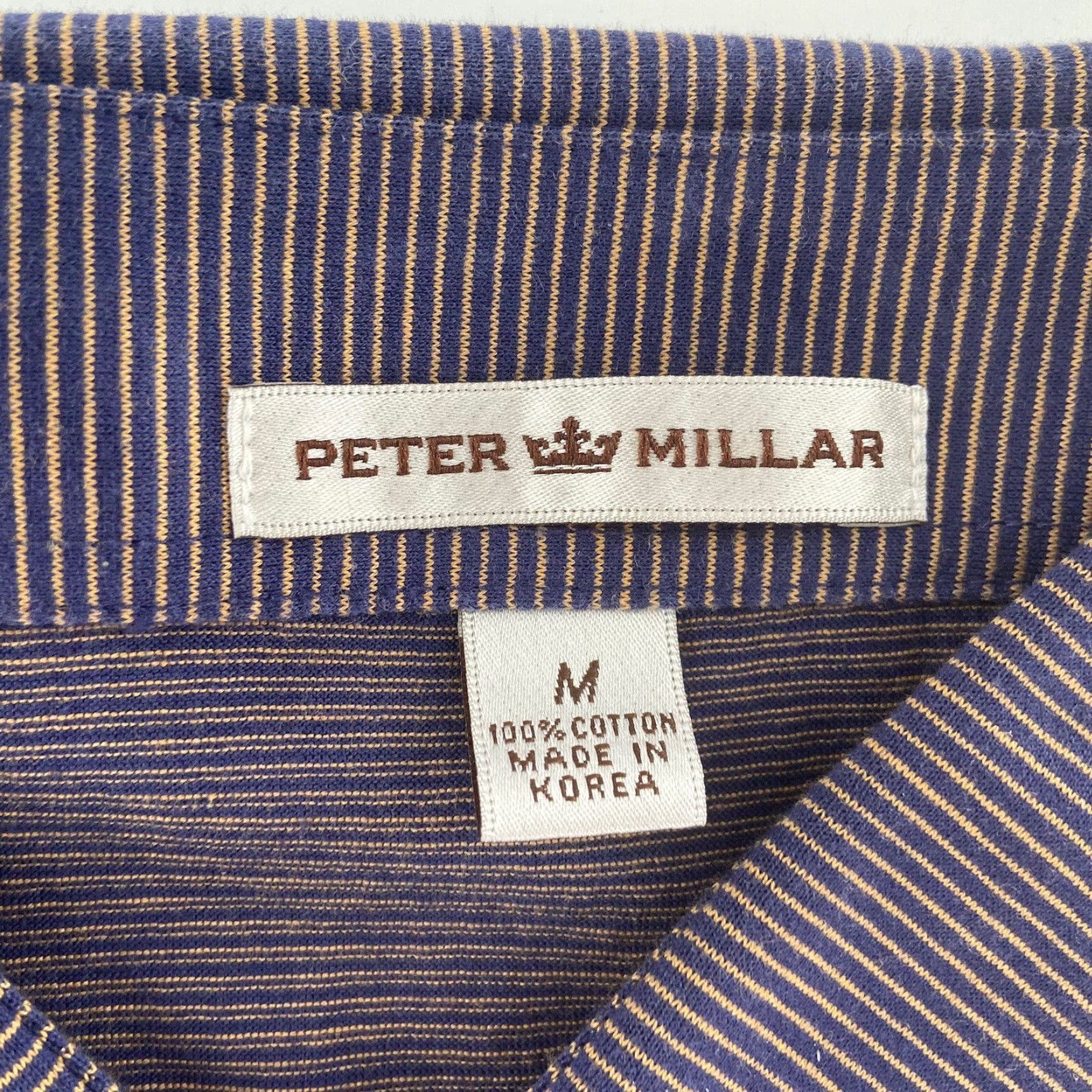 Peter Millar VINTAGE Peter Millar Polo Shirt Adult Medium Purple Striped Cotton Golf Logo Eagle 90s Mens Size US M / EU 48-50 / 2 - 5 Thumbnail
