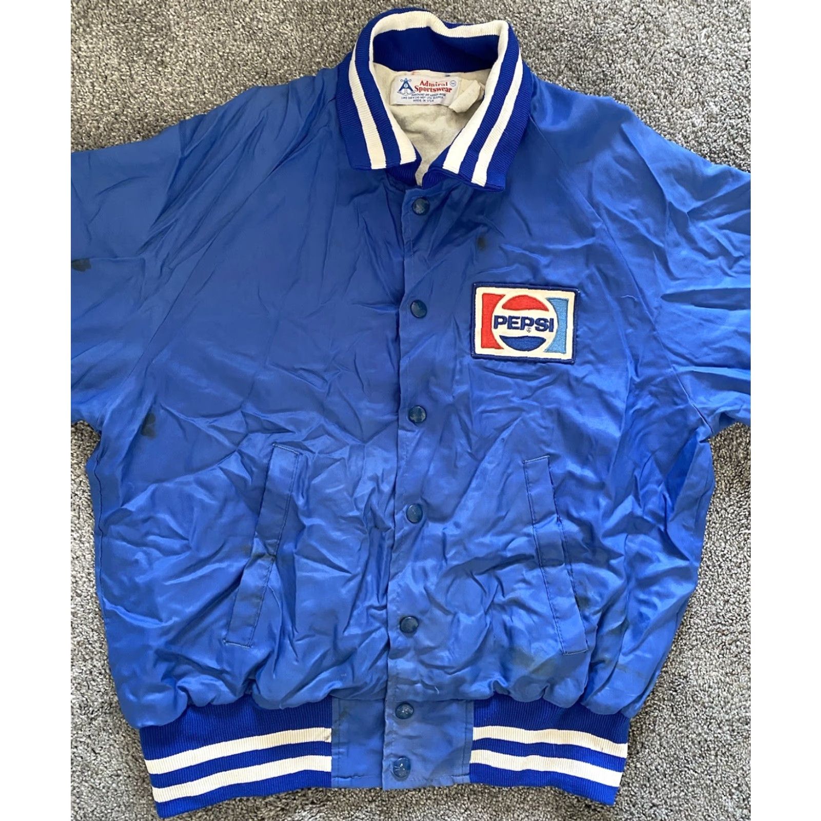 Vintage VINTAGE Admiral Sportswear Jacket Men’s M Blue Pepsi Logo Patch USA 80s 90s Jacket Mens Regular Snap Size US M / EU 48-50 / 2 - 4 Thumbnail