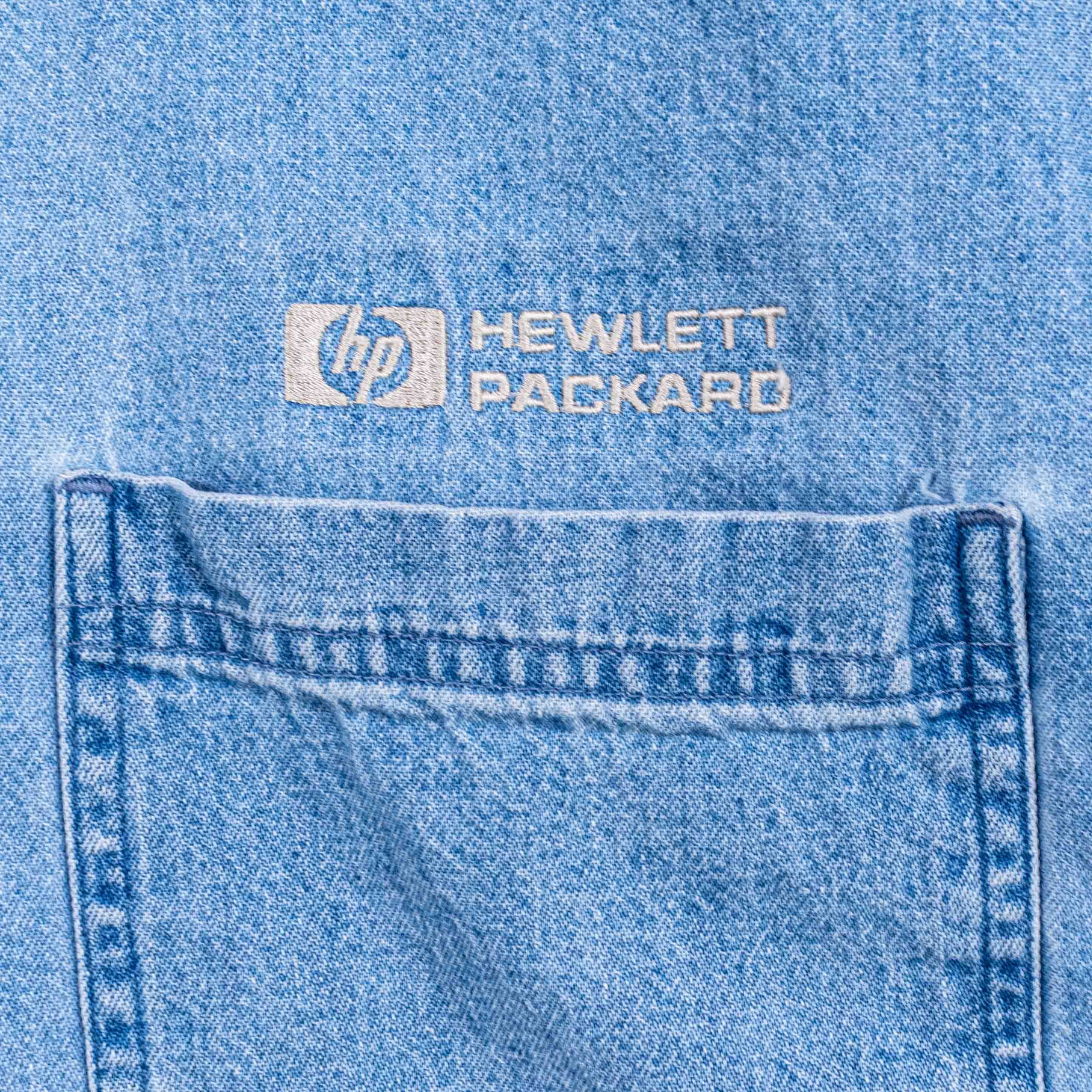 Vintage Vtg 90s Hewlett Packard HP Computers Denim Button Down Shirt Size US L / EU 52-54 / 3 - 4 Thumbnail