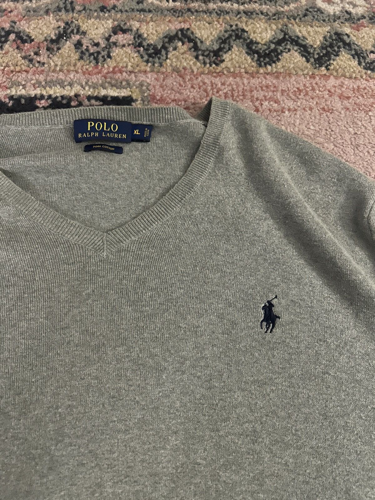 Polo Ralph Lauren Polo Ralph Lauren Pima Cotton V-Neck Sweater Size US XL / EU 56 / 4 - 2 Thumbnail