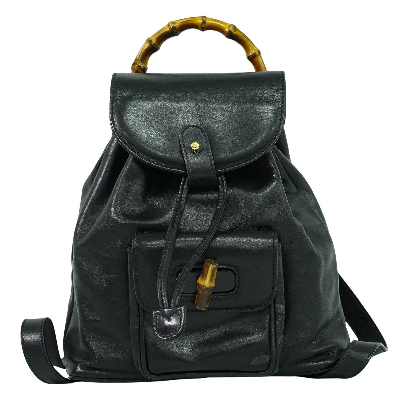 Gucci Gucci Vintage Bamboo Backpack Leather Size ONE SIZE - 1 Thumbnail