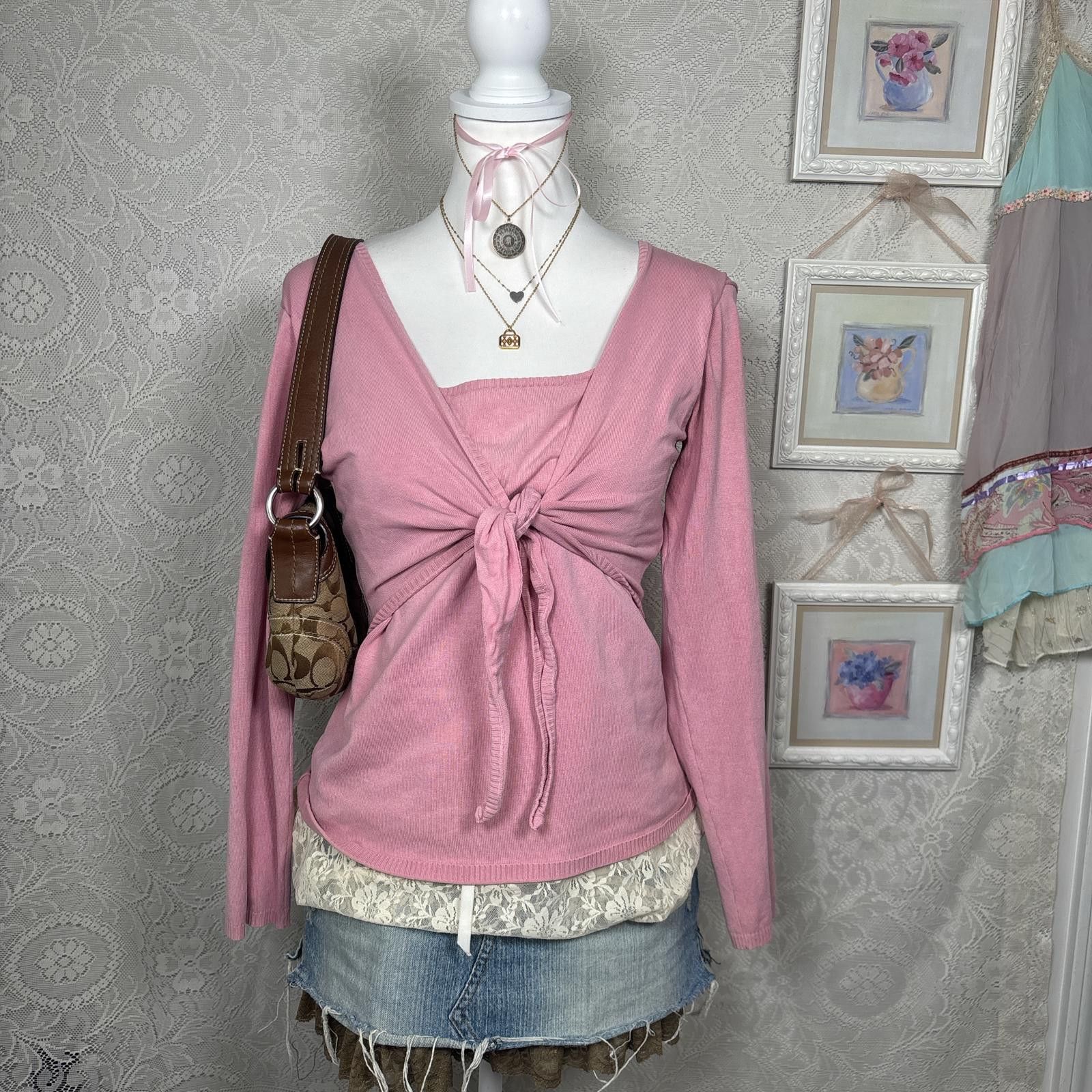 Style & Co vintage silk ballerina core wrap top coquette vibes Size M / US 6-8 / IT 42-44 - 1 Thumbnail
