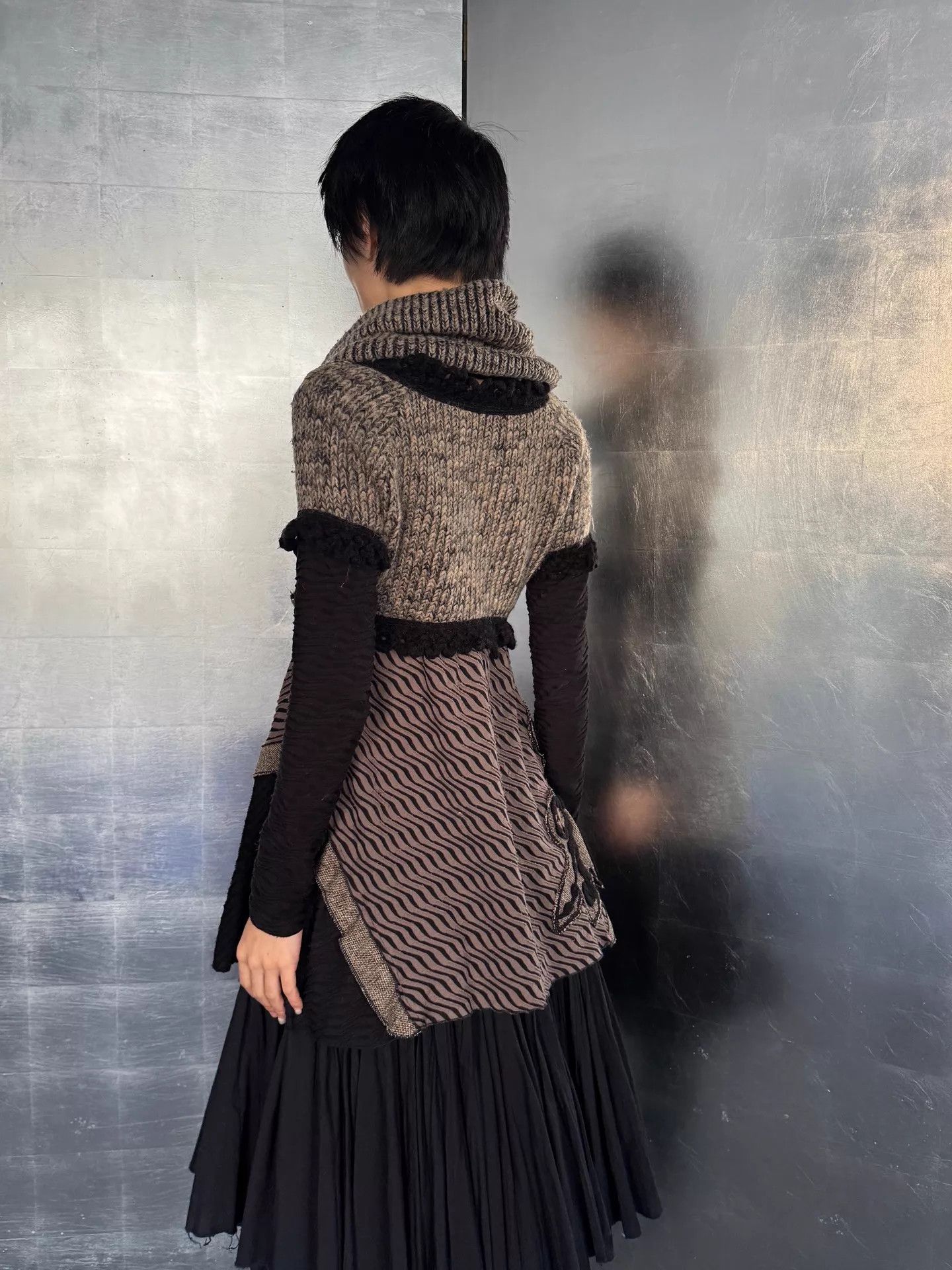 Other French Brand 50% Wool Blend Detachable Scarf Elastic Waist Dress Size 25" / US 0 / IT 36 - 6 Thumbnail