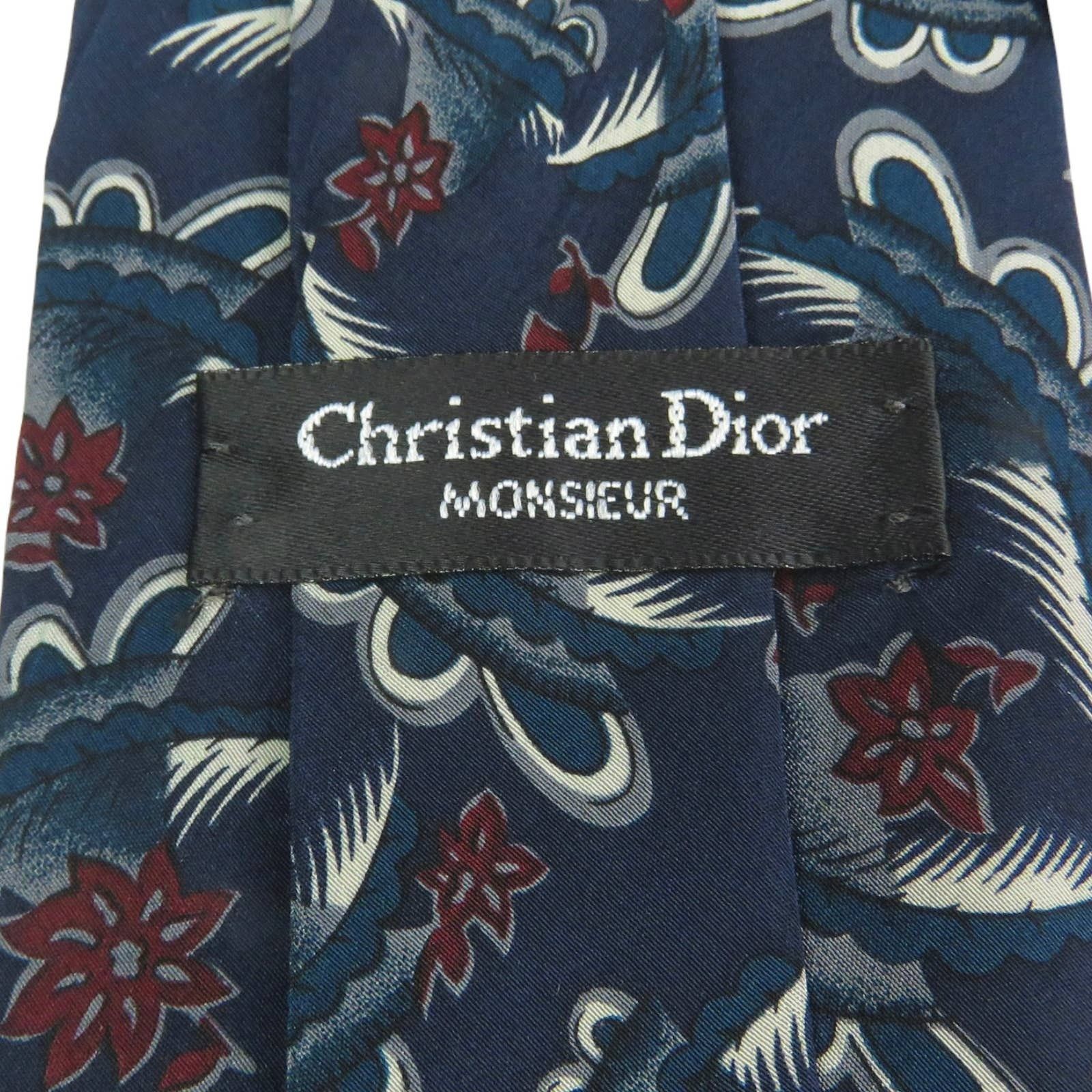 Christian Dior Monsieur Christian Dior Monsieur Designer Neck Tie Blue & Burgundy Size ONE SIZE - 4 Thumbnail