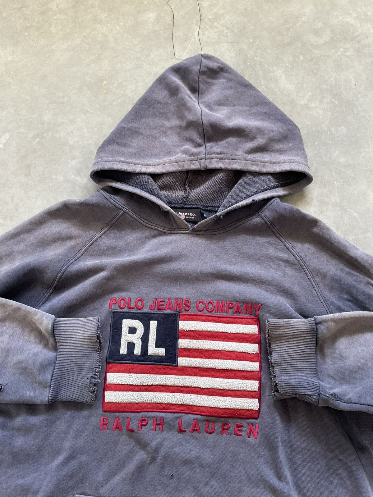 Polo Ralph Lauren 1990’s Vintage Polo Ralph Lauren Distressed Sun Faded Hoodie Size US L / EU 52-54 / 3 - 6 Thumbnail