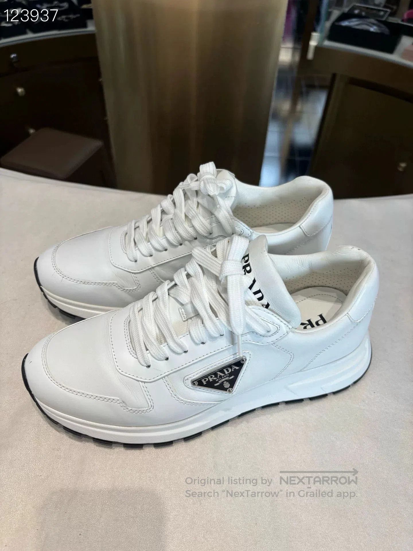 Prada Prada Triangle Logo Leather White Sneakers. Size US 6.5 / EU 39-40 - 2 Thumbnail
