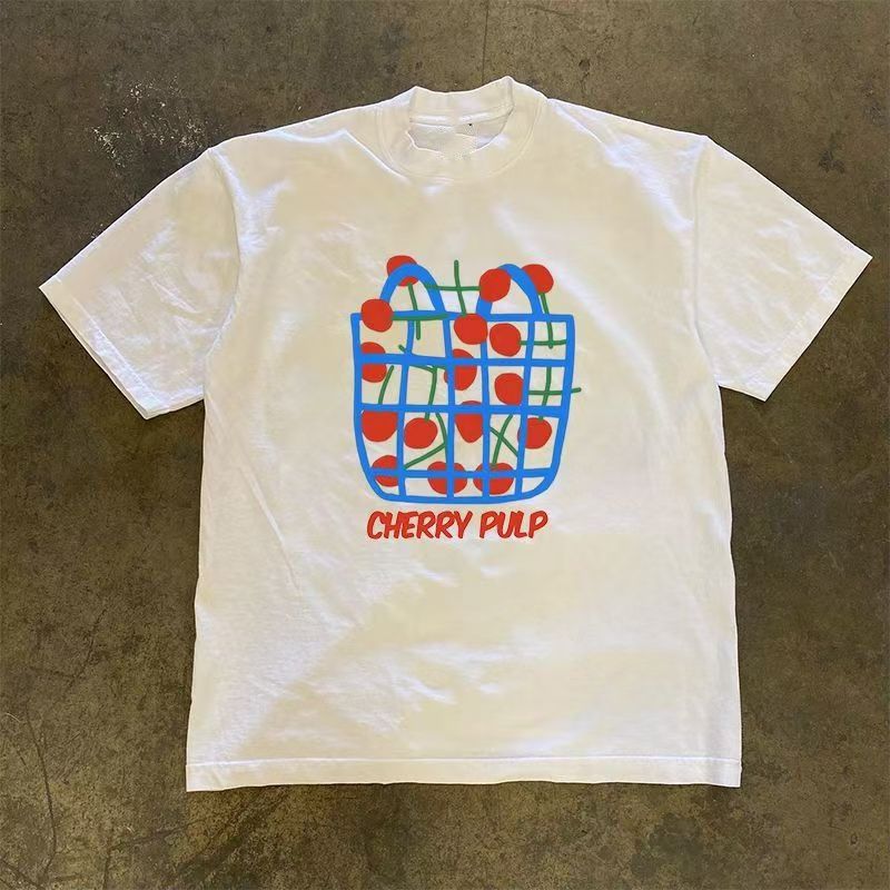 Japanese Brand Casual Retro Cherry Print Cotton T-shirt Size US M / EU 48-50 / 2 - 1 Thumbnail