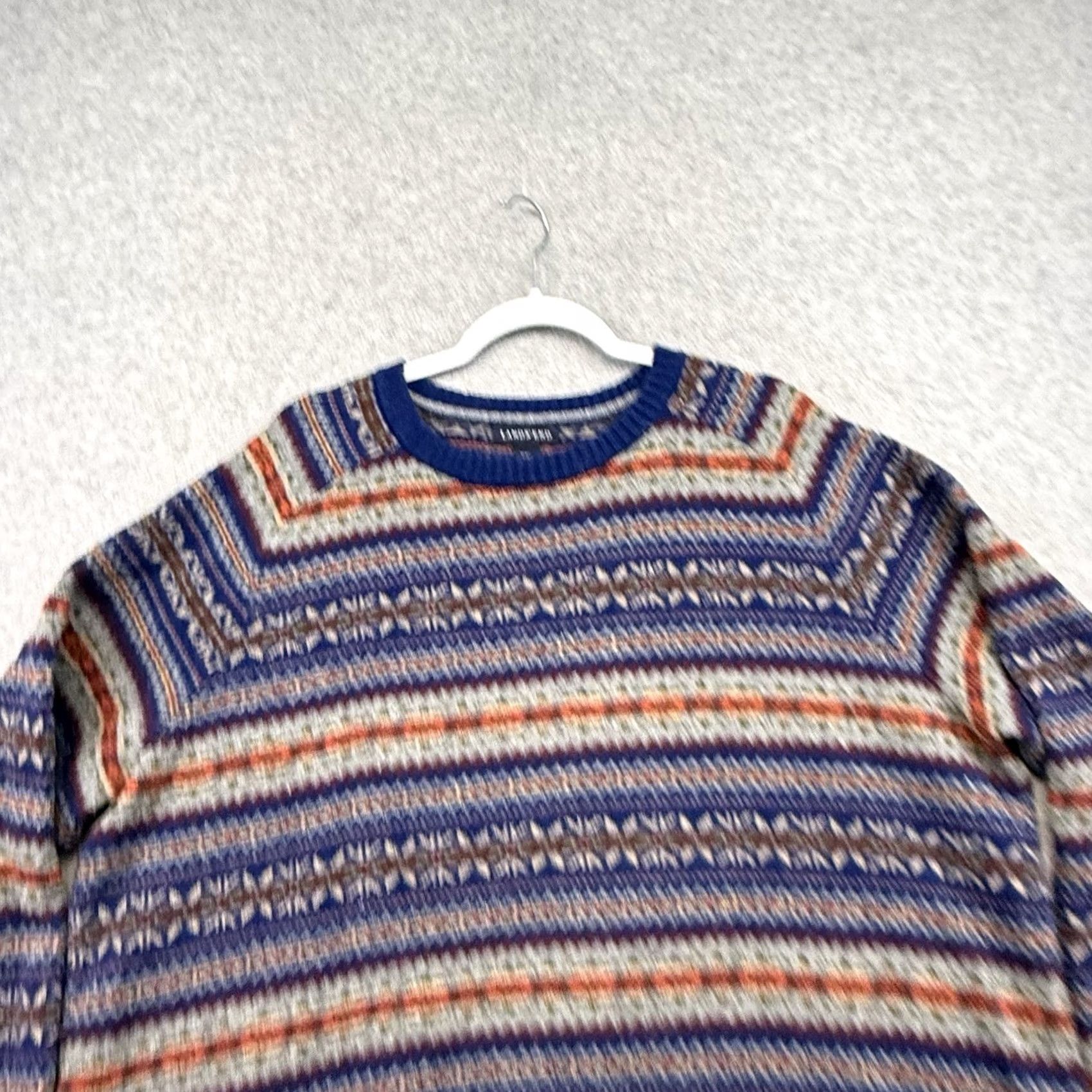 Lands' End Lands' End Sweater 2XL Blue V-Neck Merino Wool Colorful Geometric Artsy Men’s Size US XXL / EU 58 / 5 - 3 Thumbnail