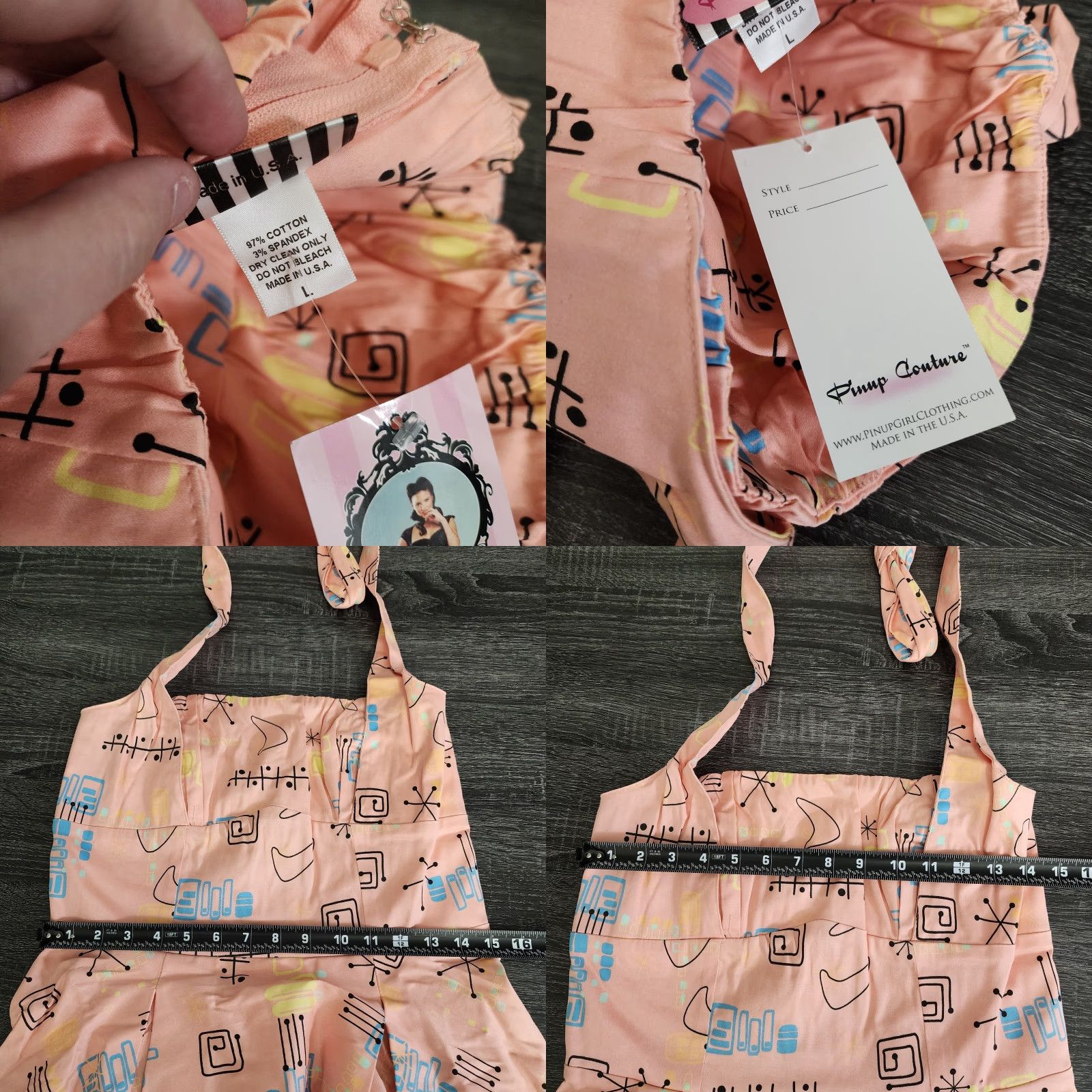 Atomic VINTAGE Pinup Couture Atomic Dress Flare Pink 50s Halter Rockabilly Knee Length L Women Size L / US 10 / IT 46 - 8 Thumbnail