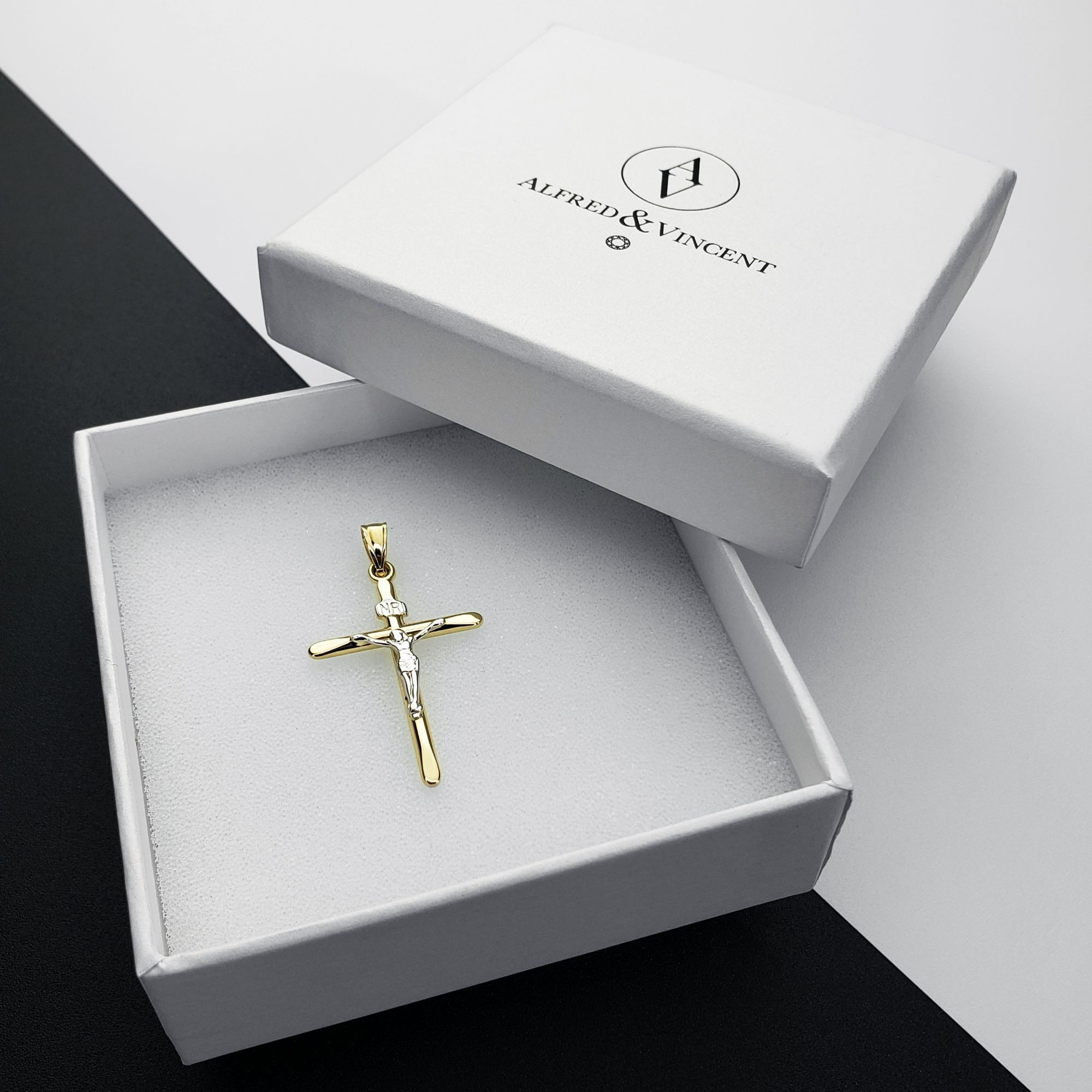Other Jesus INRI Latin Cross Pendant 2-Tone 14k Yellow White Gold Size ONE SIZE - 1 Thumbnail