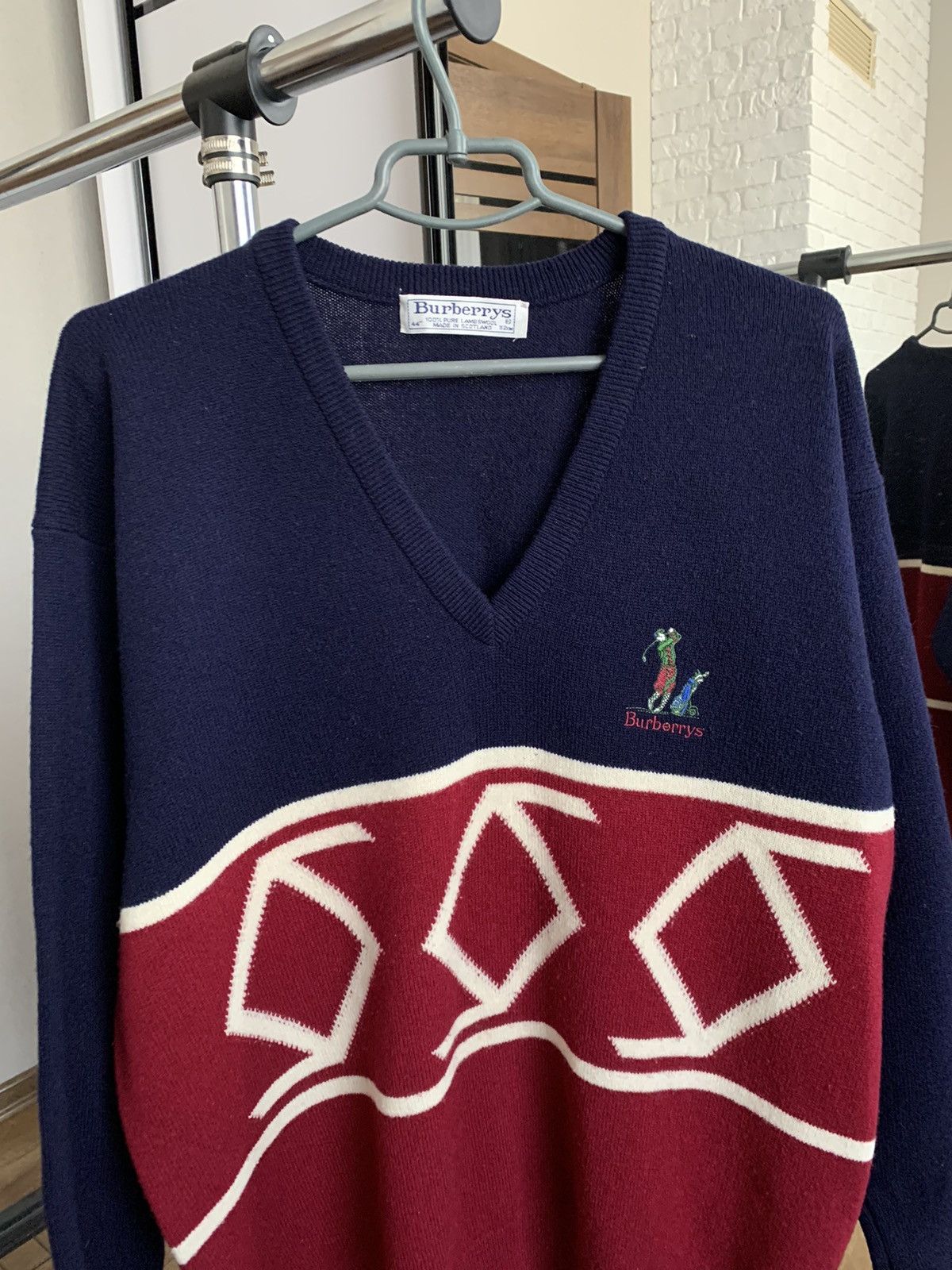 Burberry Burberrys Golf Vintage Wool Knit Sweater 90s England Size US XL / EU 56 / 4 - 3 Thumbnail