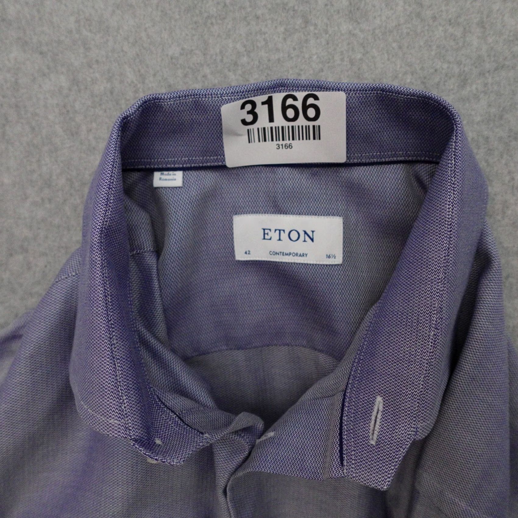 Eton ETON Button-Up Shirt Men's 42 Solid Blue Long Sleeve Casual Shop Size US XL / EU 56 / 4 - 3 Thumbnail