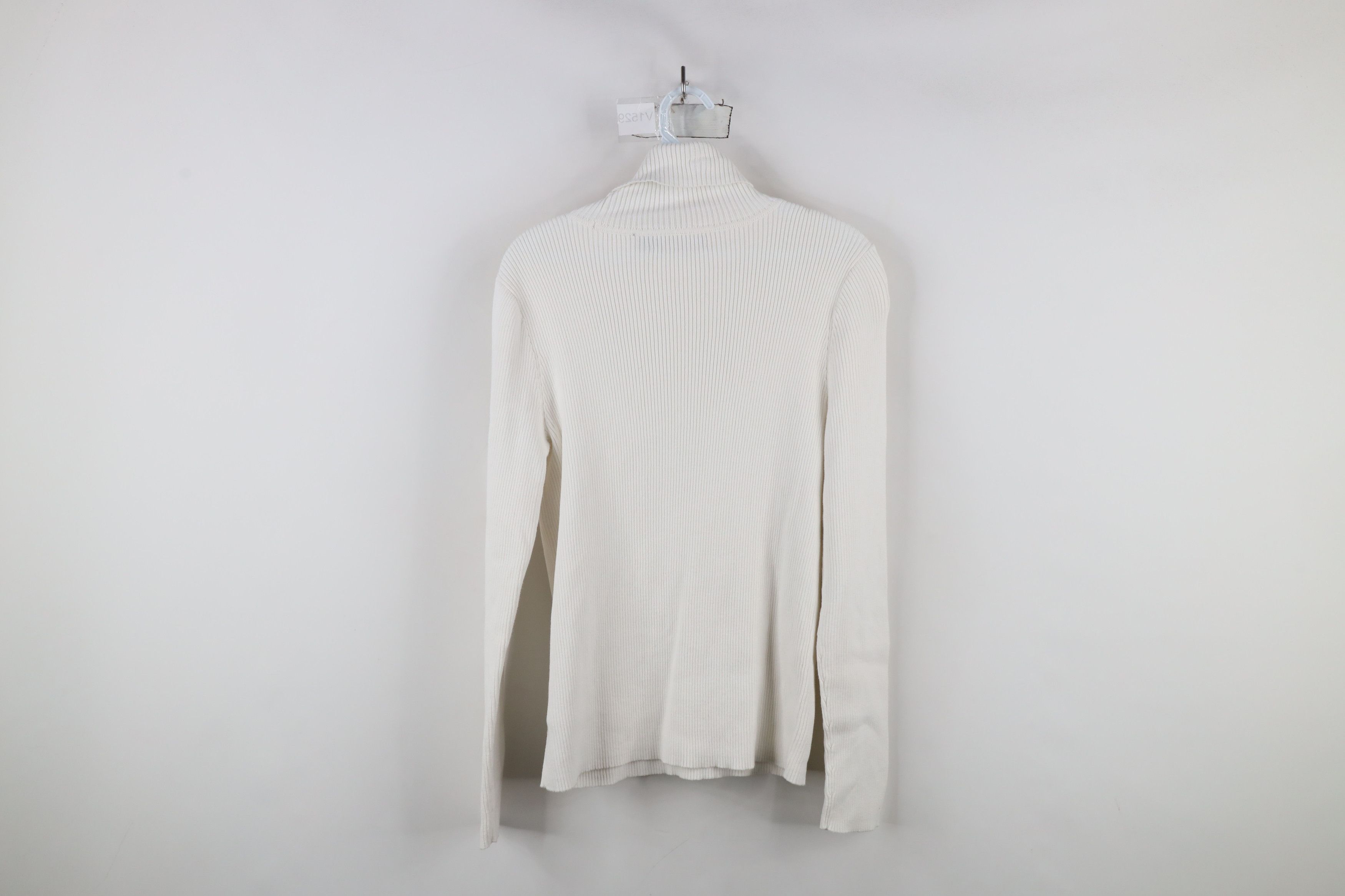 Ralph Lauren × Vintage Vintage 90s Ralph Lauren Ribbed Turtleneck Sweater White Size L / US 10 / IT 46 - 9 Thumbnail