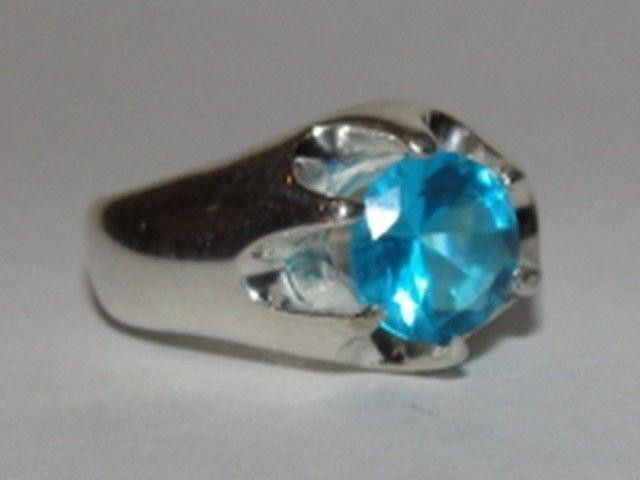 Designer Men's Sterling Silver Blue Topaz Pinky Ring Alberto Juan Size ONE SIZE - 1 Thumbnail