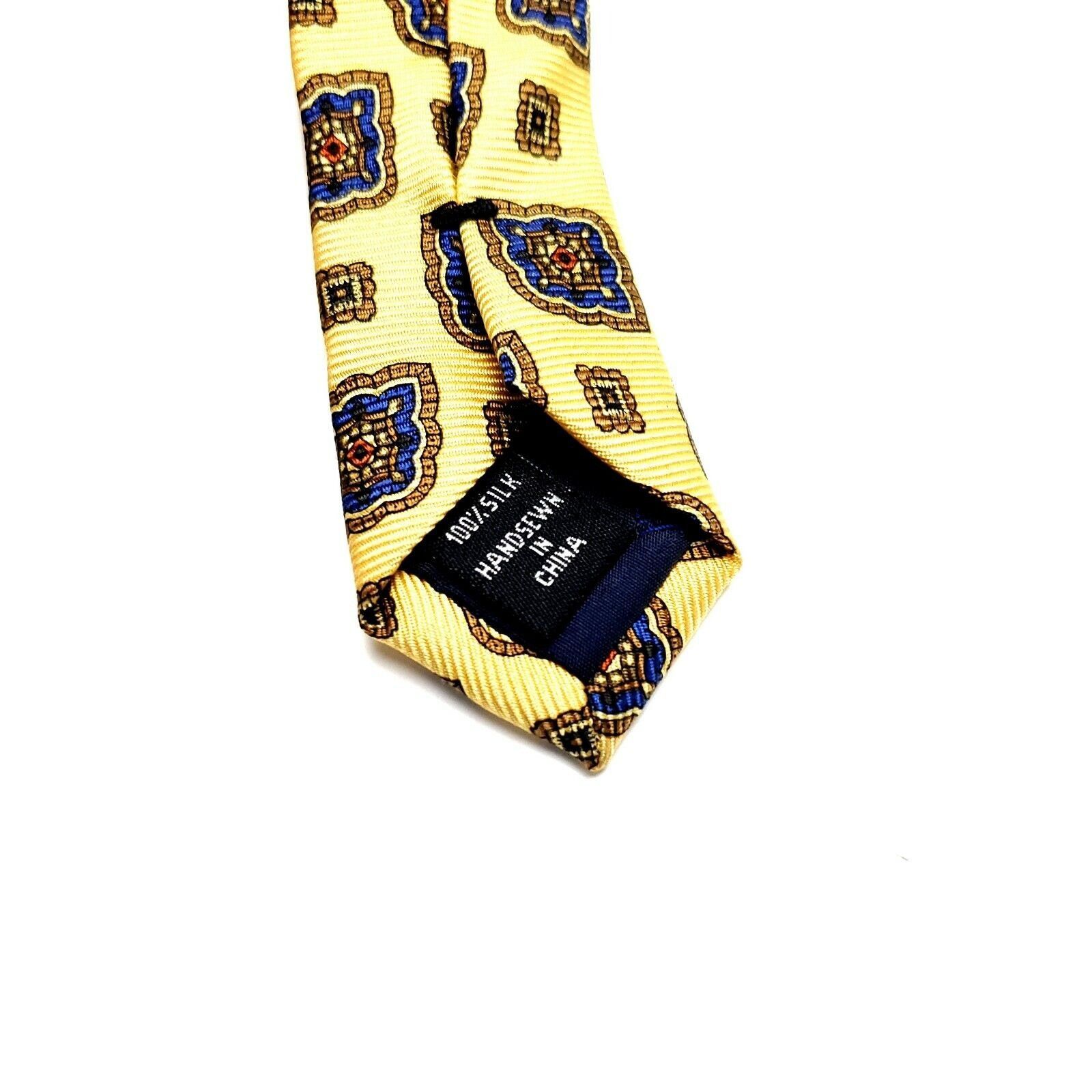 Jos. A. Bank Jos A Bank Silk Tie Print Yellow Geometric Size ONE SIZE - 4 Thumbnail