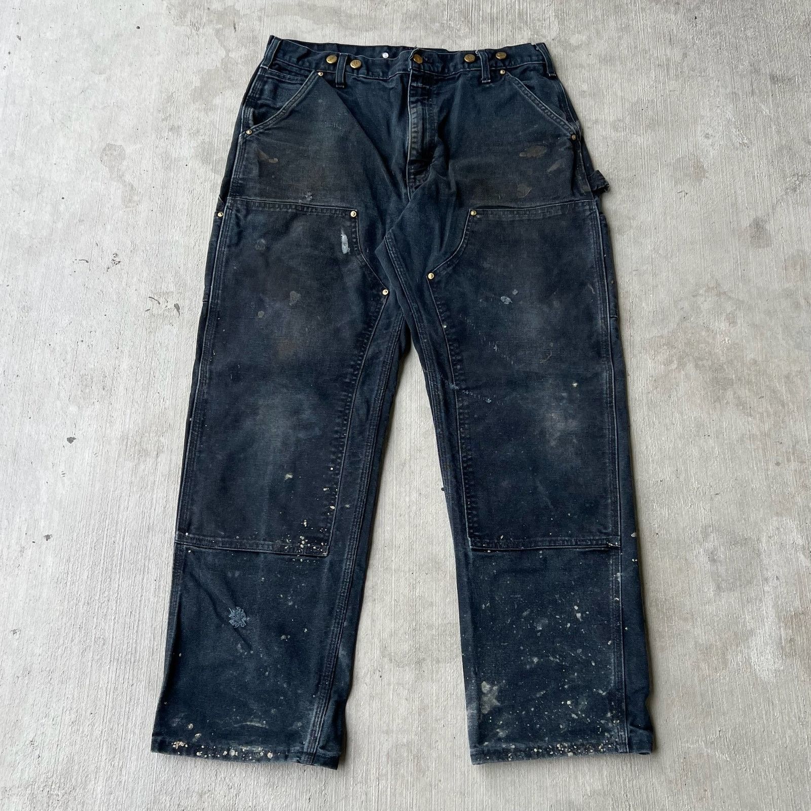 Carhartt faded black double knee work wear carpenter pants