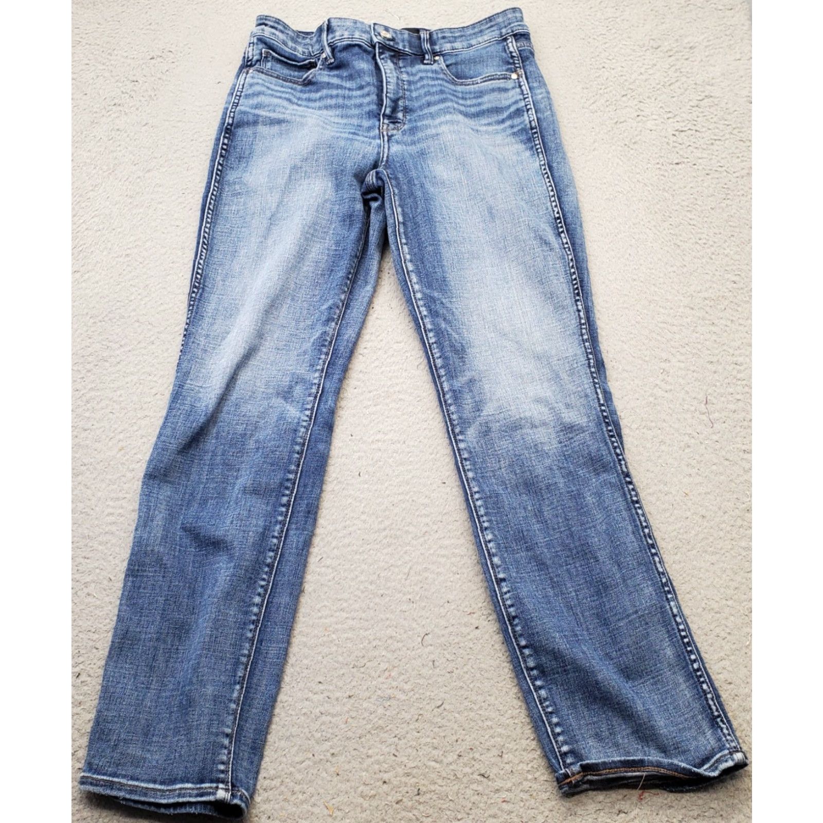 White House Black Market White House Black Market Jeans Womens Size 8 Blue Denim High Rise Whiskered Boho Straight Jeans Size 30" / US 8 / IT 44 - 2 Thumbnail
