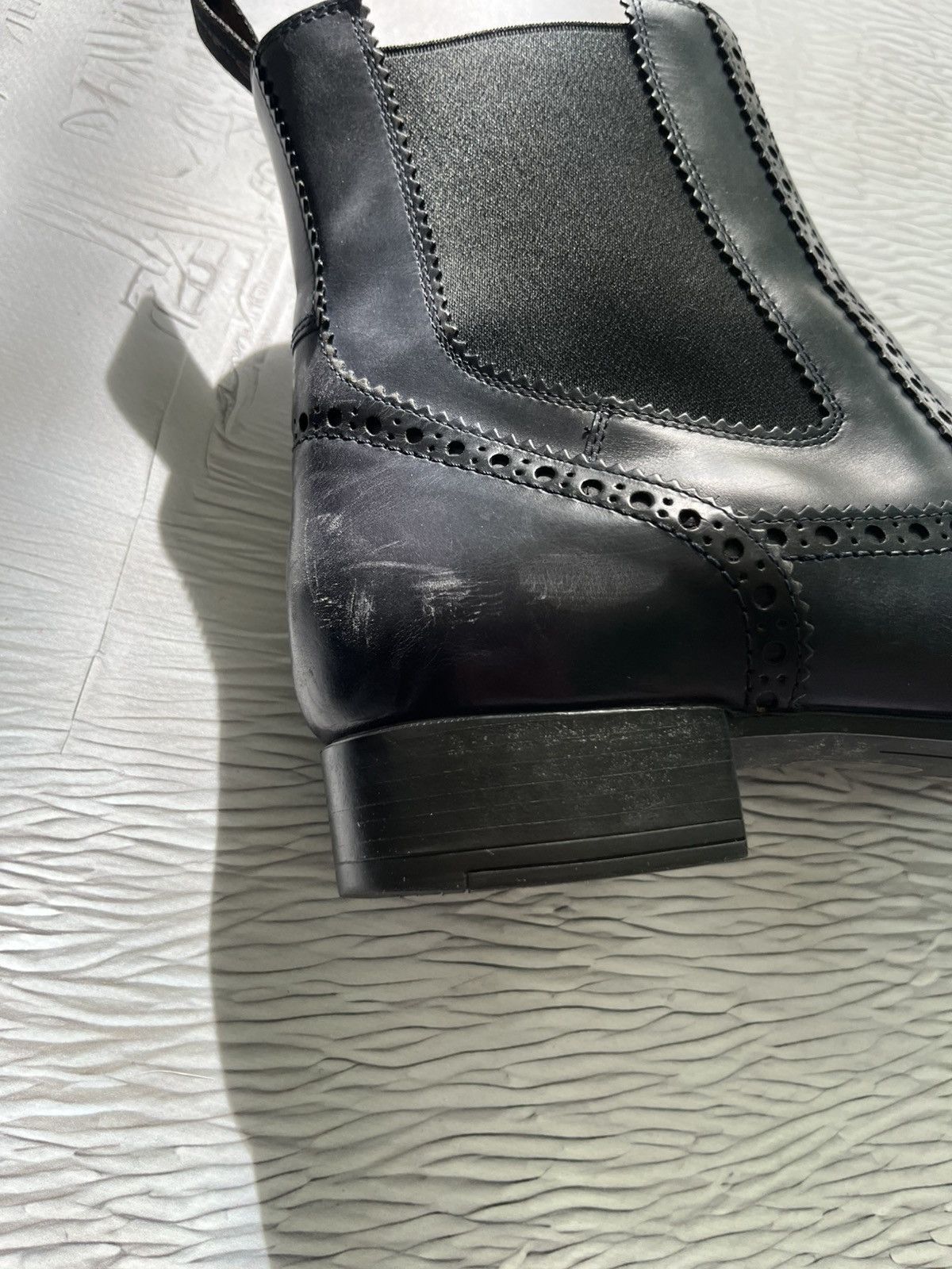 Santoni Santoni Wingtip Chelsea Ankle Boots Black Leather Women Size US 10.5 / IT 40.5 - 7 Thumbnail
