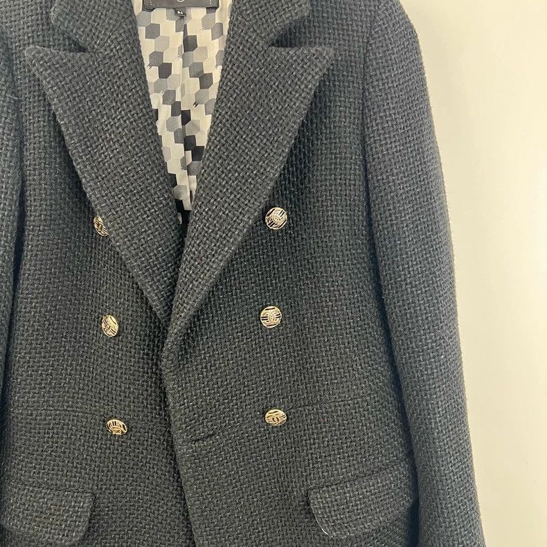 Chanel Chanel Black tweed double-breasted gold-button suit jacket Size XXS / US 00 / IT 34 - 5 Thumbnail