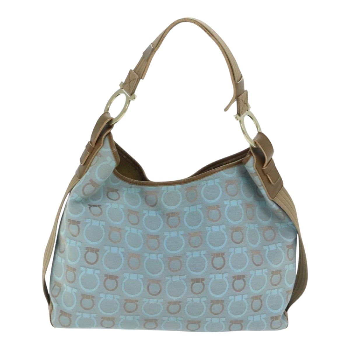 Salvatore Ferragamo Gancini Line Blue Canvas Shoulder Bag (Pre-Owned) Size ONE SIZE - 1 Thumbnail