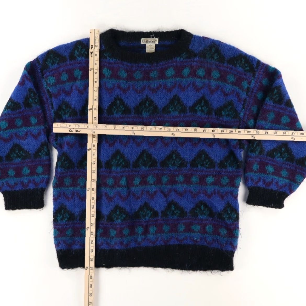 Vintage VTG Gallagher Geometric Mohair Crewneck Striped Long Sleeve Blue Women's L Shirt Size L / US 10 / IT 46 - 3 Thumbnail