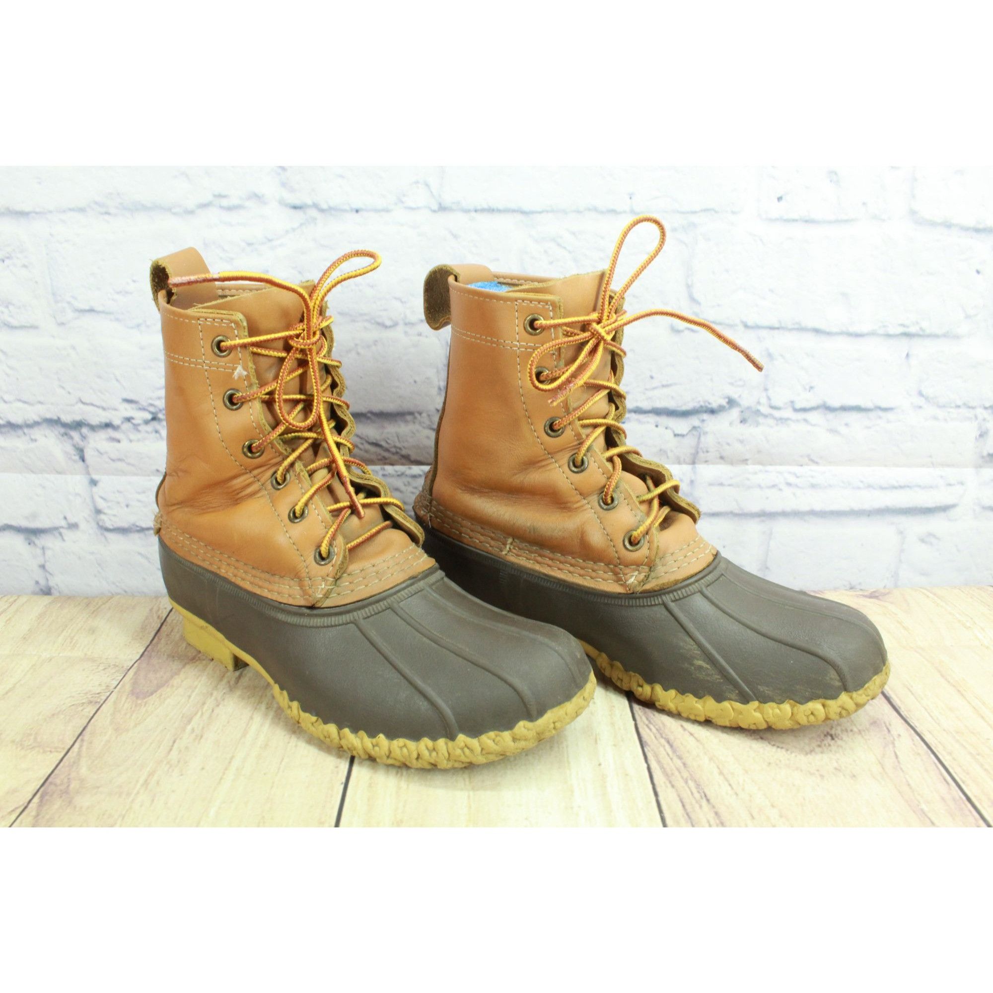 L.L. Bean × Leather LL Bean Women's Leather Unlined Ankle Duck Boots Size 8 M Size US 8 / IT 38 - 3 Thumbnail