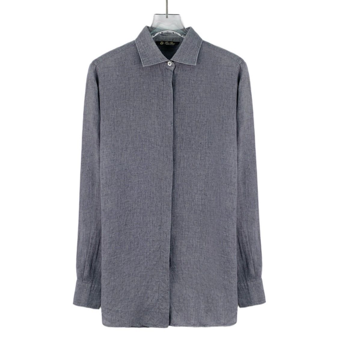 Loro Piana Loro Pian Grey Linen Collared Long Sleeve Shirt K26WX Size US XXS / EU 40 - 1 Thumbnail