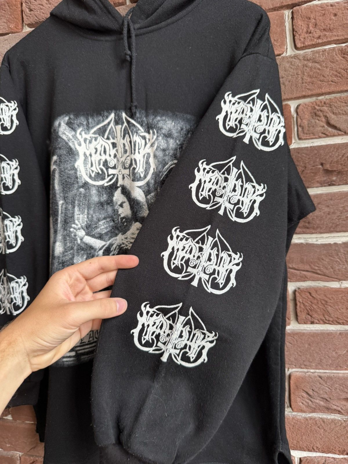 Band Tees VINTAGE 00s MARDUK Plague Angel Black Metal Band HOODIE L Size US L / EU 52-54 / 3 - 5 Thumbnail