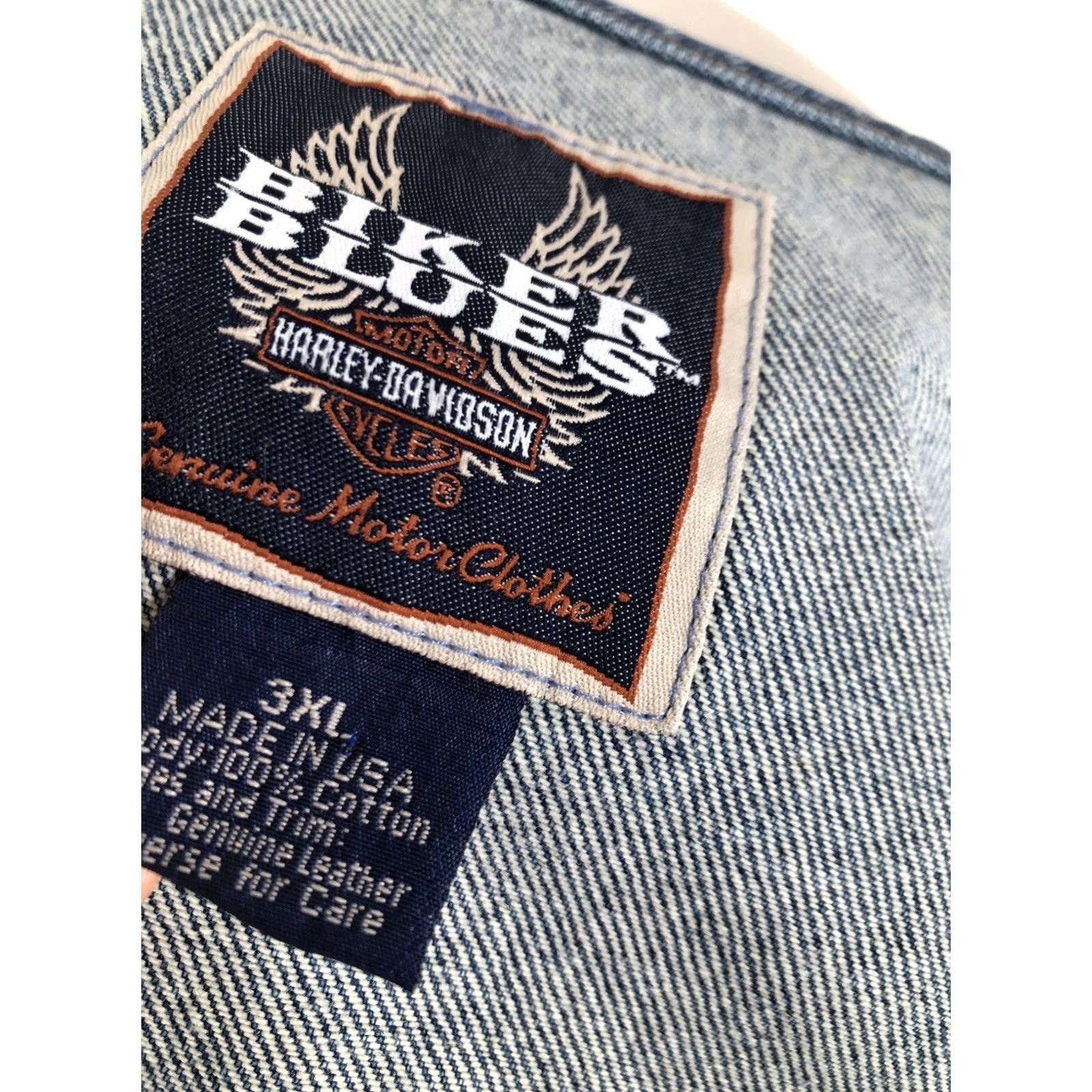 Harley Davidson HARLEY DAVIDSON Biker Denim Vest Mens 3XL Leather Trim Snap Closure Size US XXL / EU 58 / 5 - 7 Thumbnail